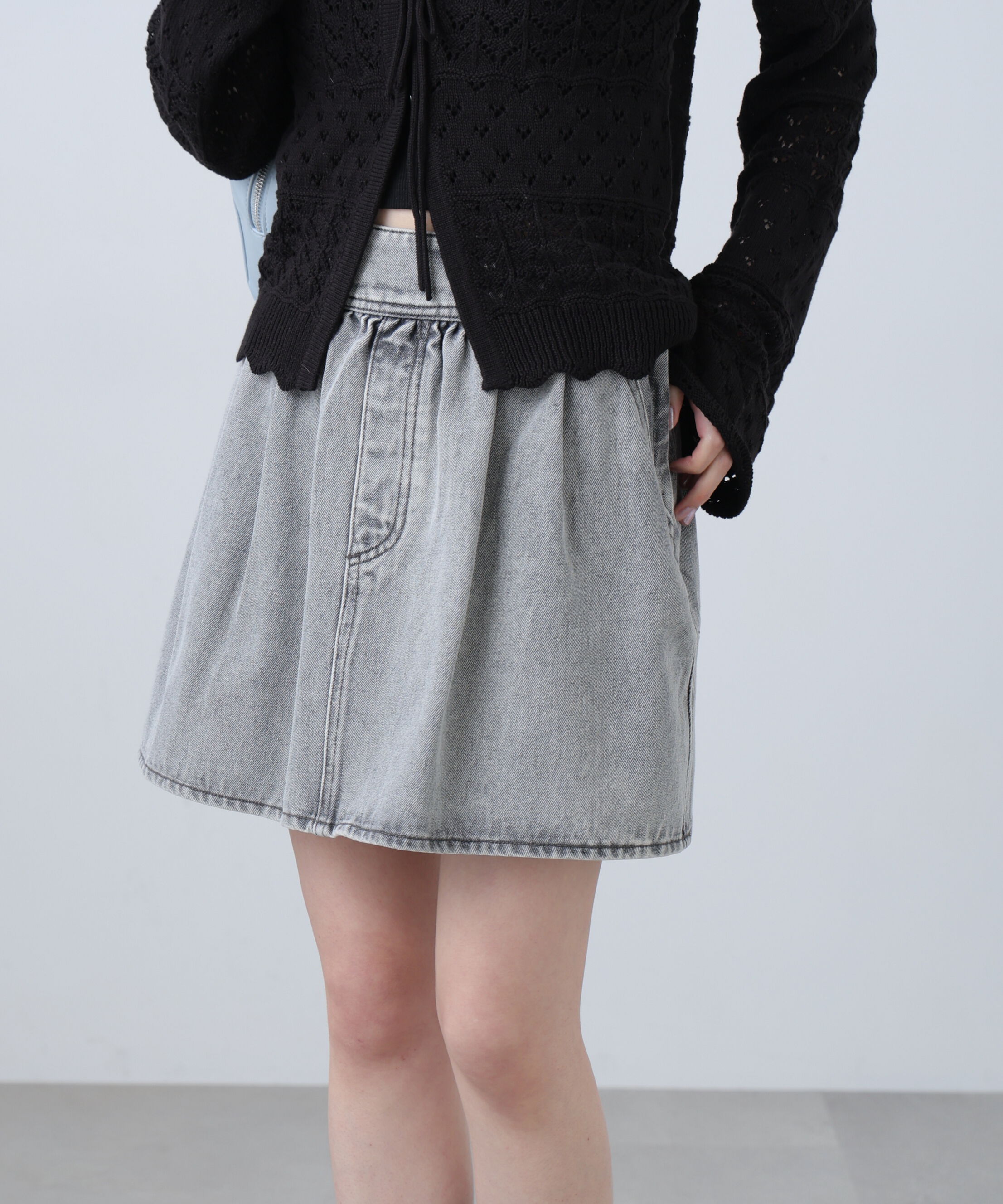  「ヨークフレアデニムミニスカート」|スカート|
