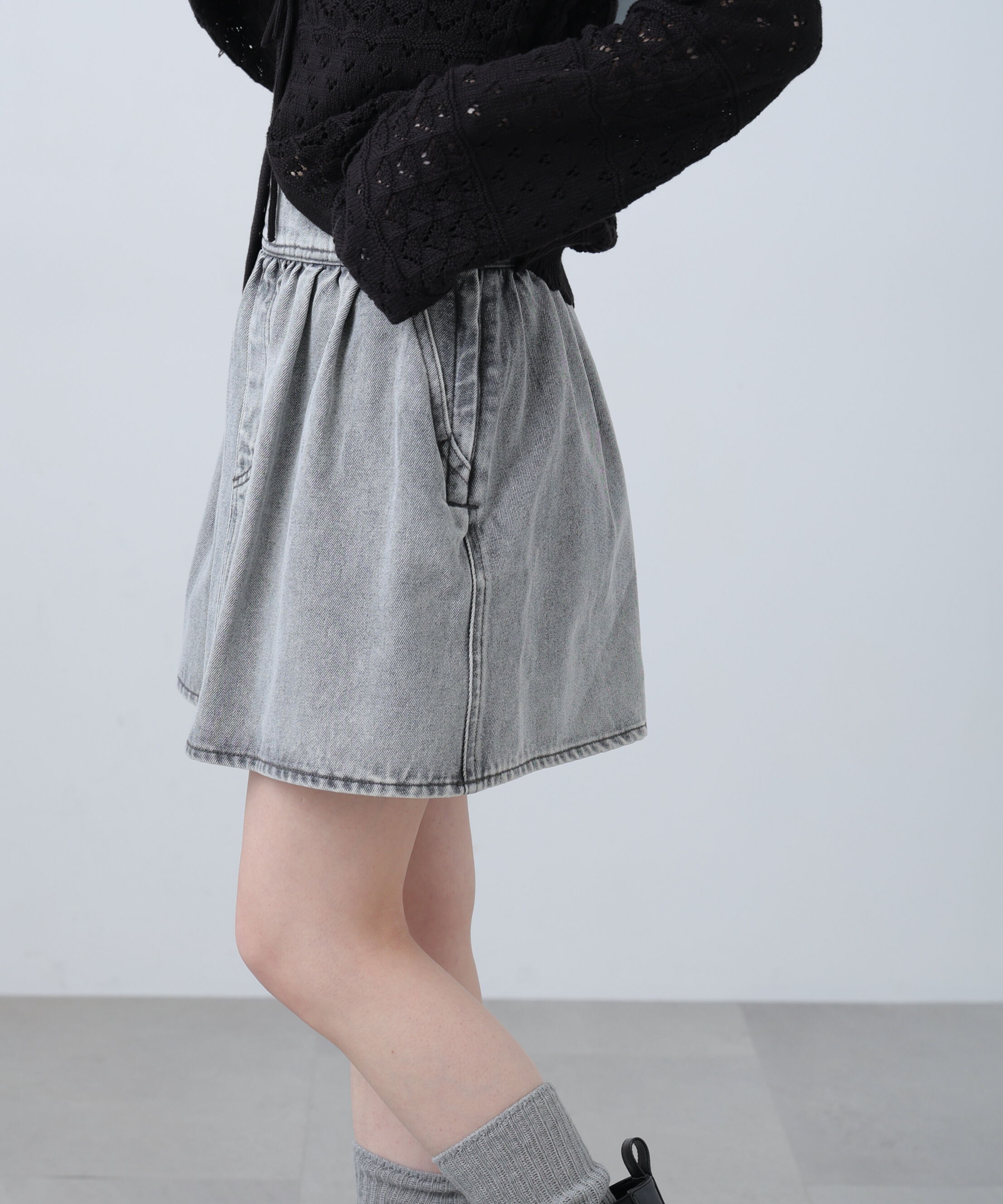  「ヨークフレアデニムミニスカート」|スカート|