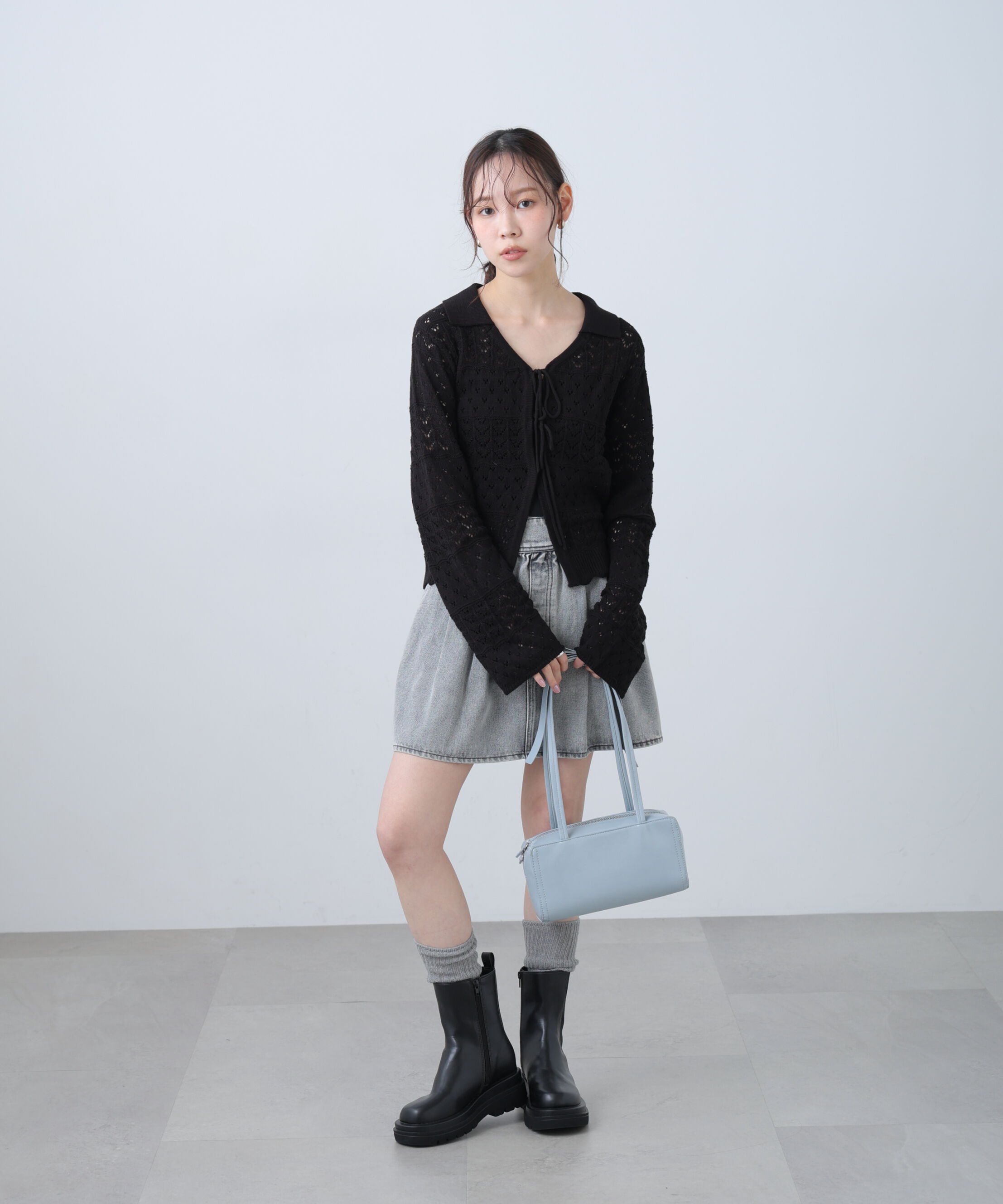  「ヨークフレアデニムミニスカート」|スカート|