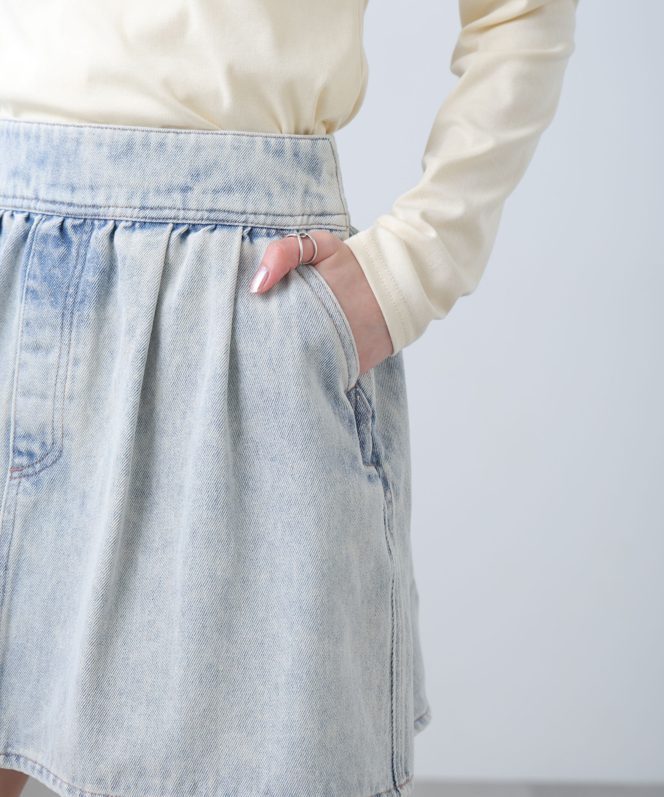  「ヨークフレアデニムミニスカート」|スカート|