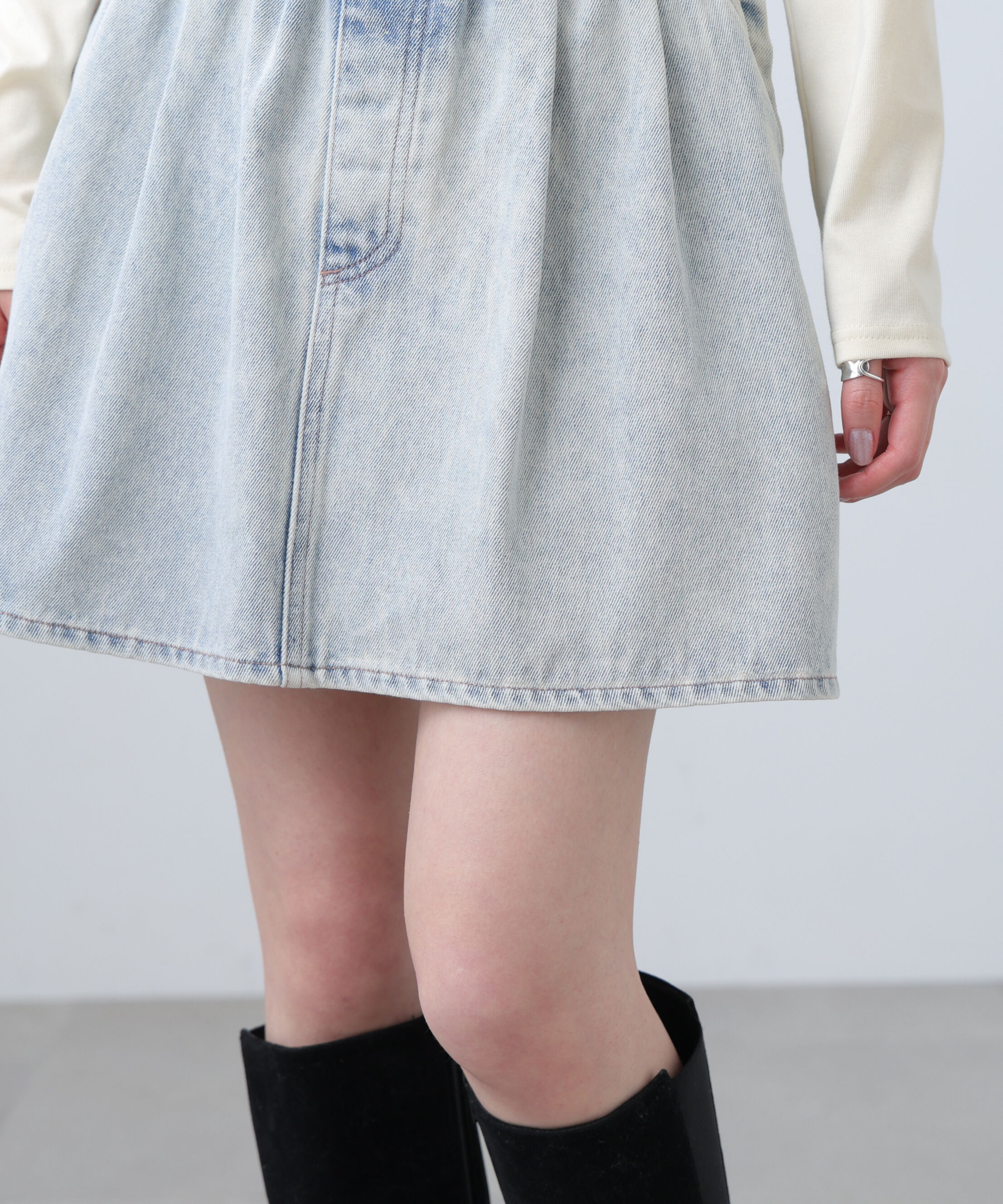  「ヨークフレアデニムミニスカート」|スカート|