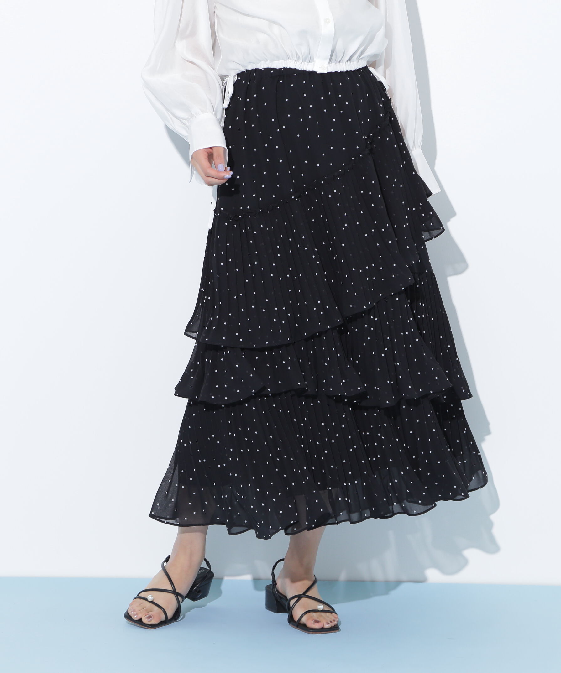  「アシメプリーツティアードスカート」|スカート|