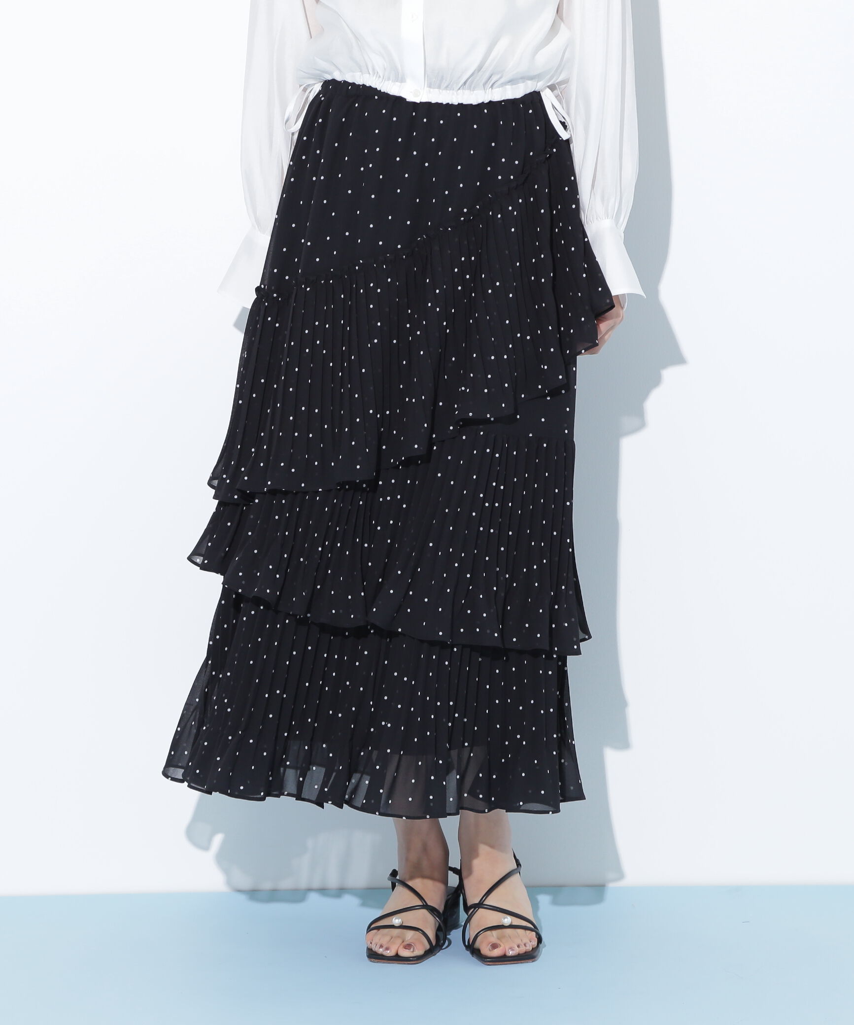  「アシメプリーツティアードスカート」|スカート|