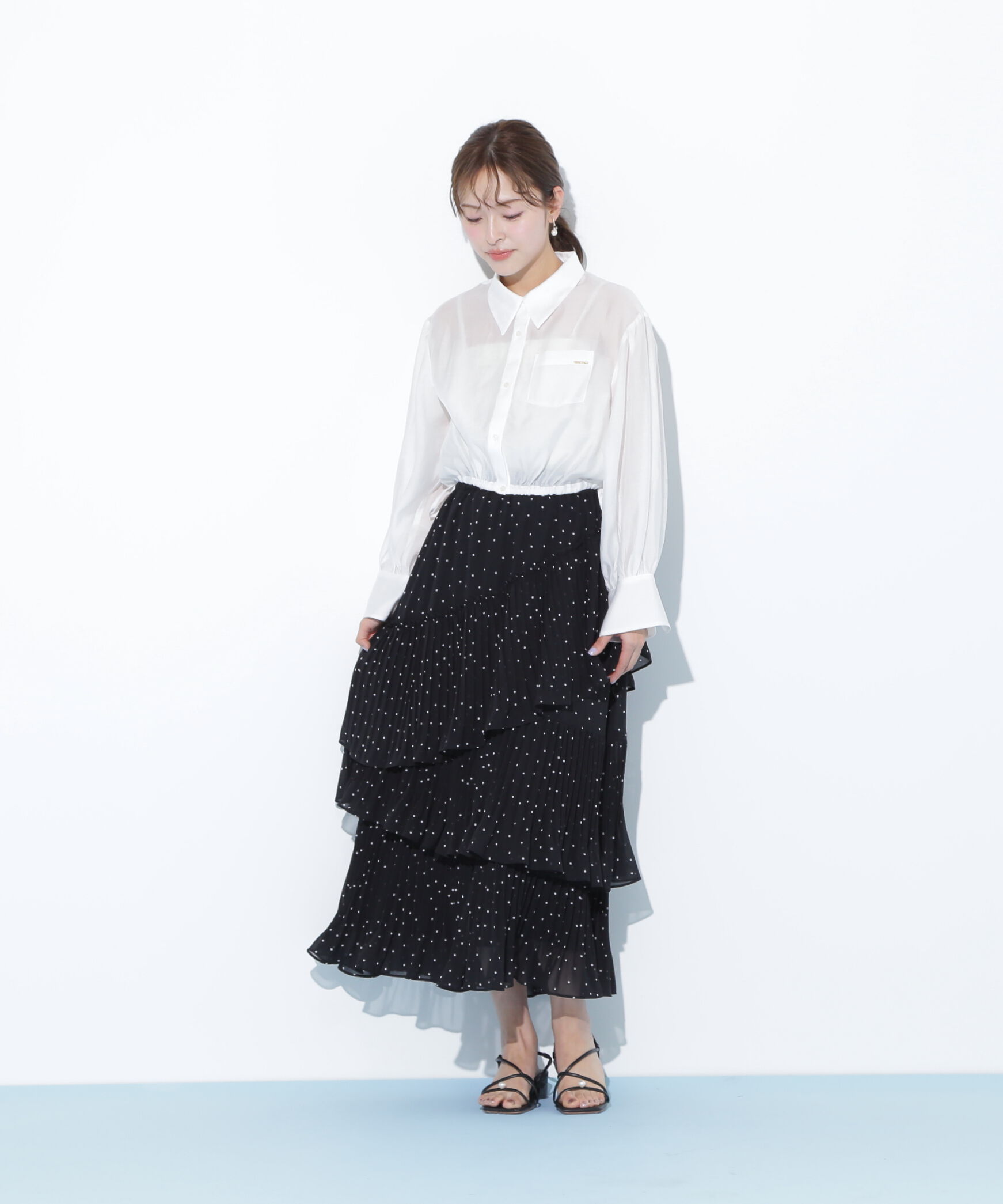  「アシメプリーツティアードスカート」|スカート|