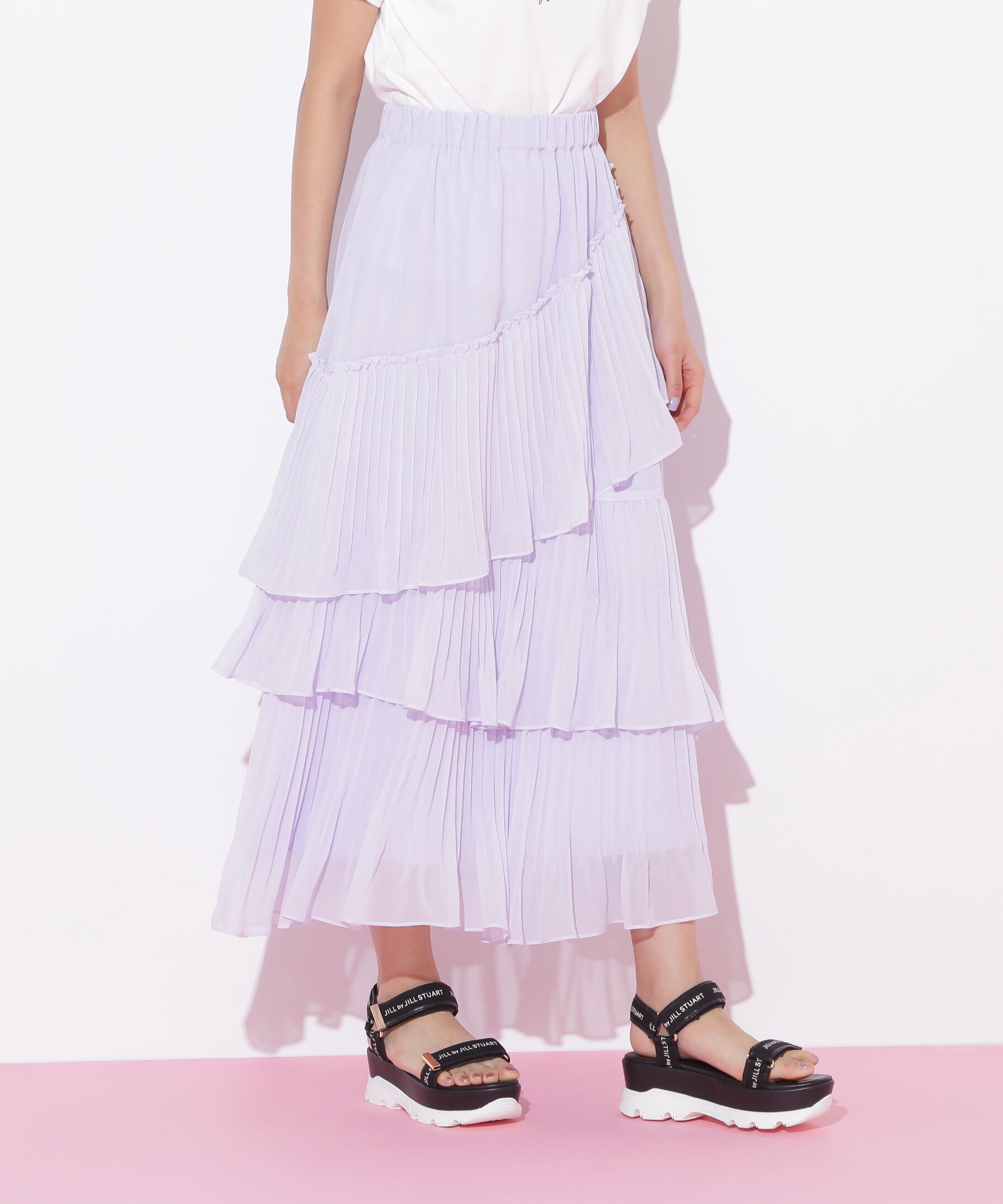  「アシメプリーツティアードスカート」|スカート|