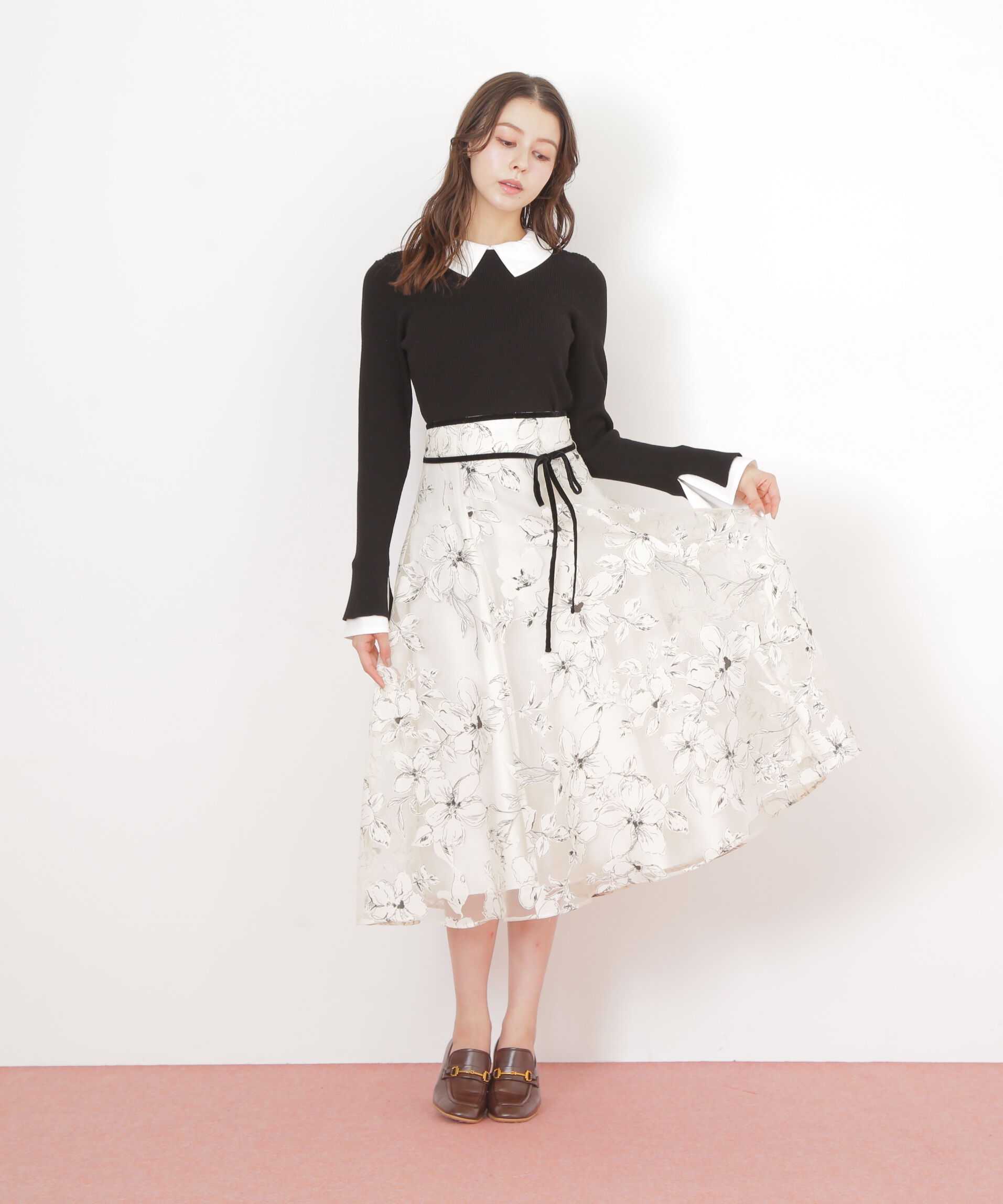  「ベロアリボンオパールフラワースカート」|スカート|