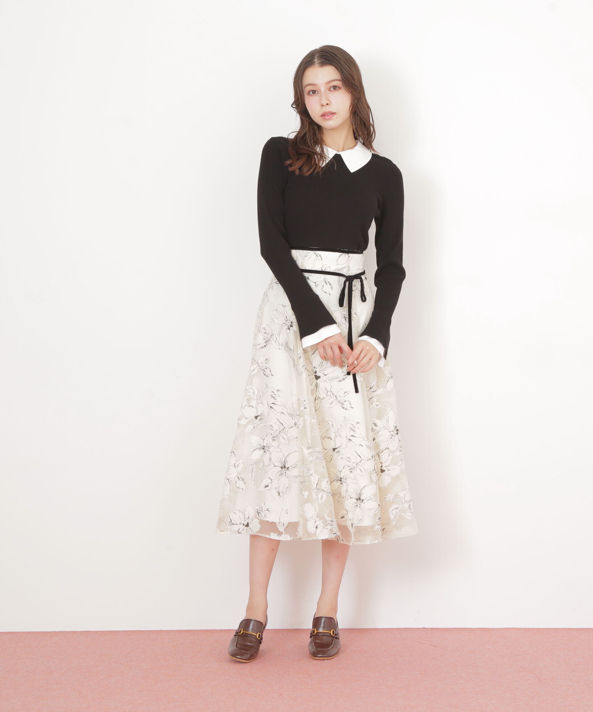  「ベロアリボンオパールフラワースカート」|スカート|