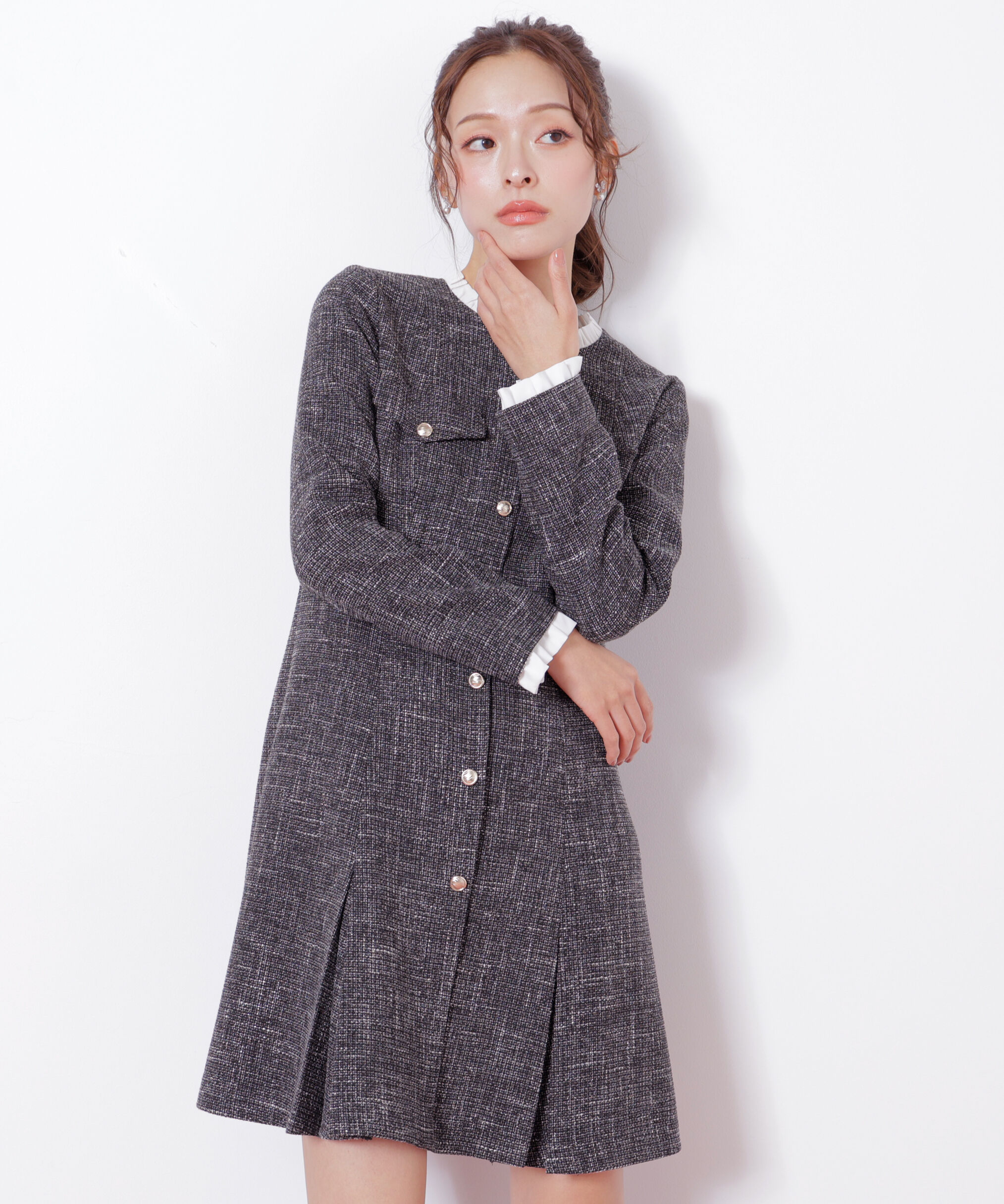  「ツィードミニワンピース」|ワンピース|