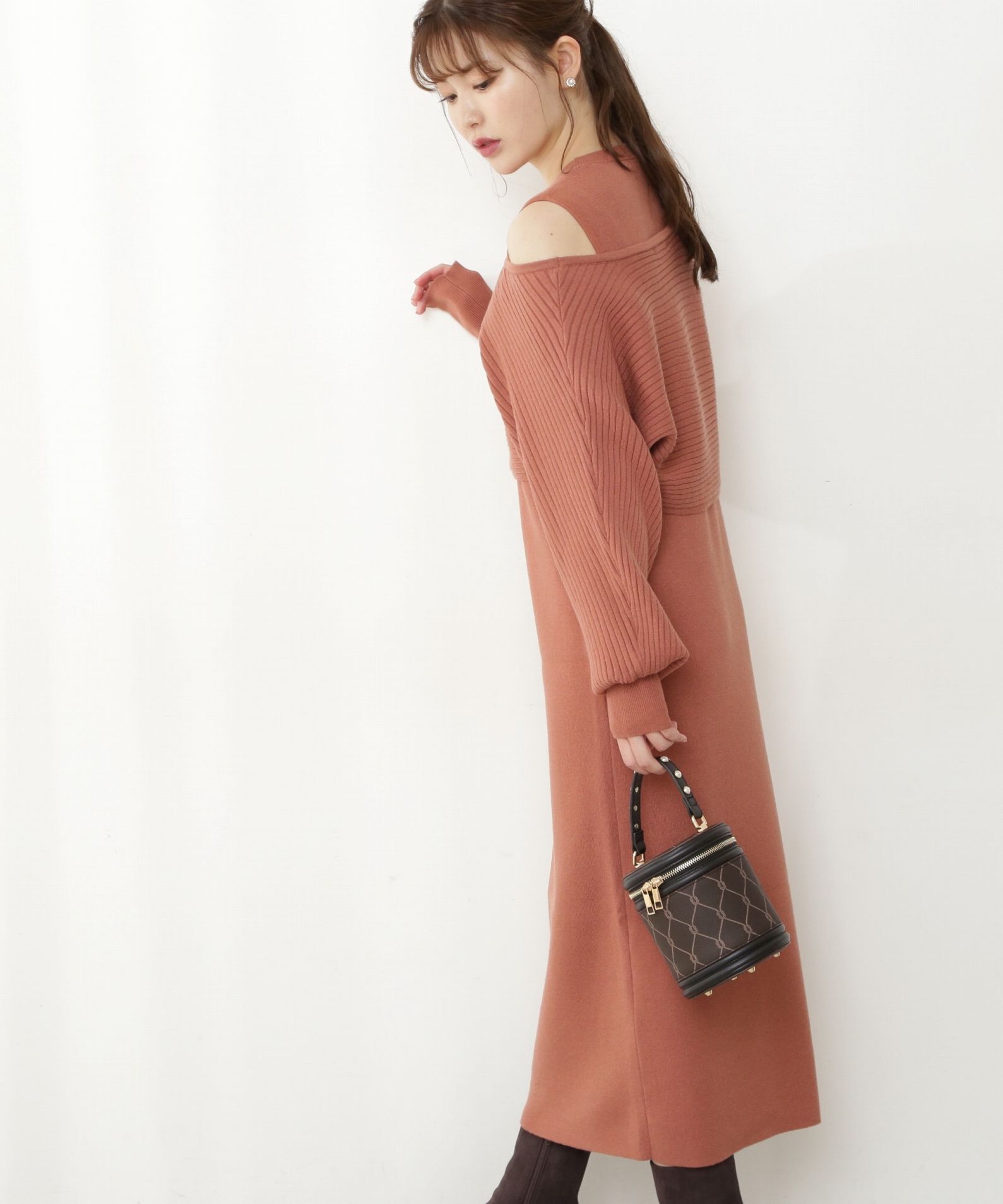 PROPORTION BODY DRESSING「ナローレイヤードニットワンピース」|ワンピース|オレンジ