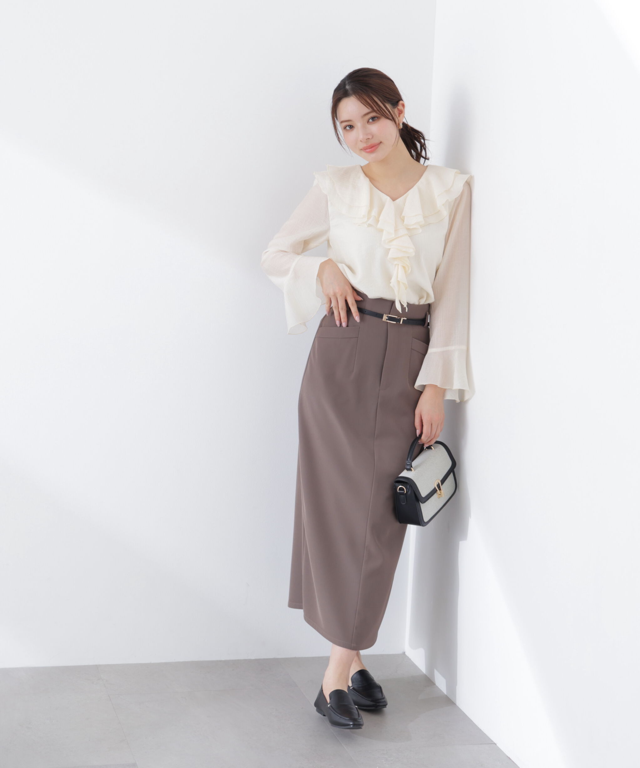 PROPORTION BODY DRESSING「シアー楊柳ラッフルブラウス　26SS」|シャツ・ブラウス|