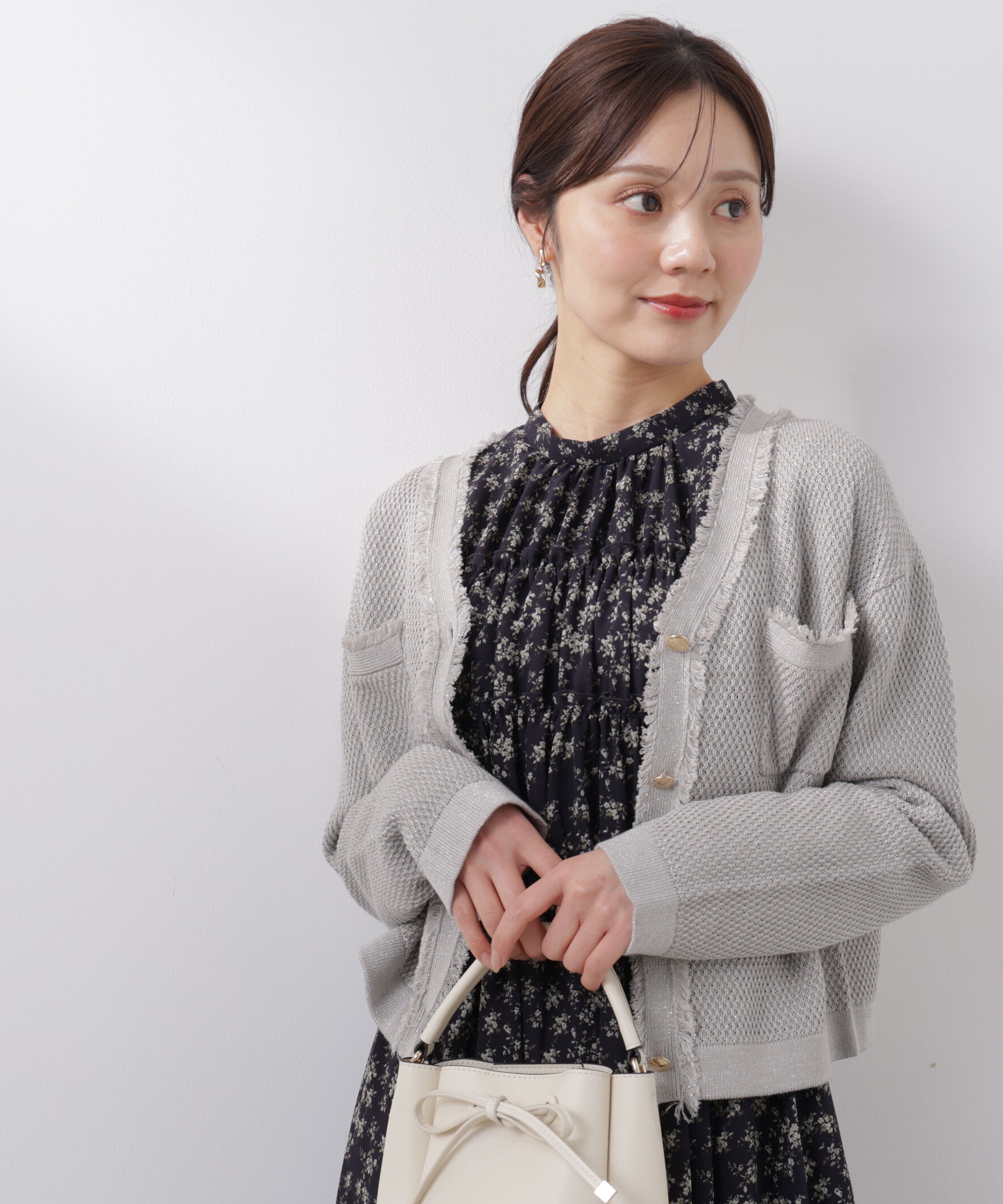 PROPORTION BODY DRESSING「ラメ透かしニットジャケット　26SS」|ニット・セーター|