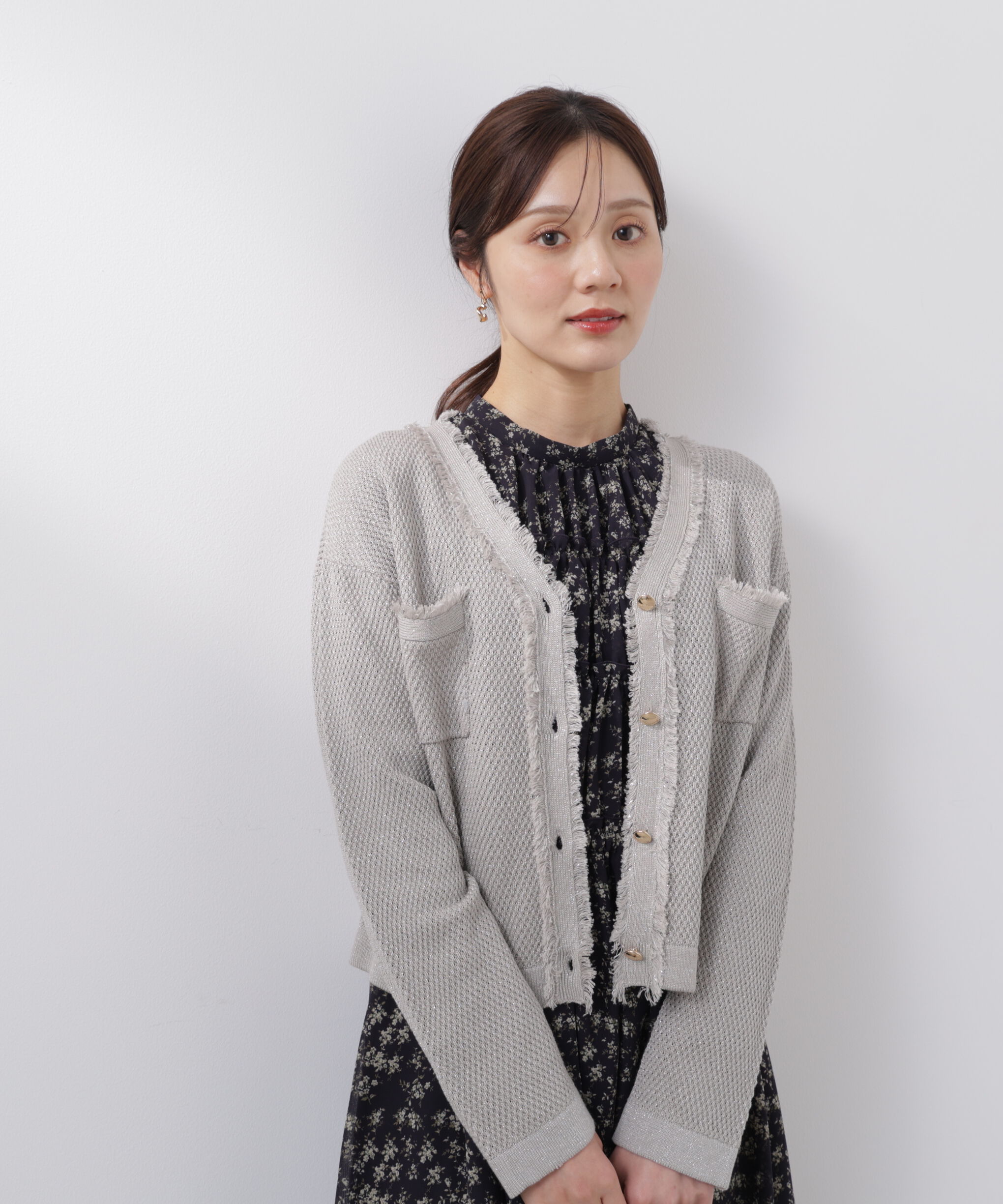 PROPORTION BODY DRESSING「ラメ透かしニットジャケット　26SS」|ニット・セーター|