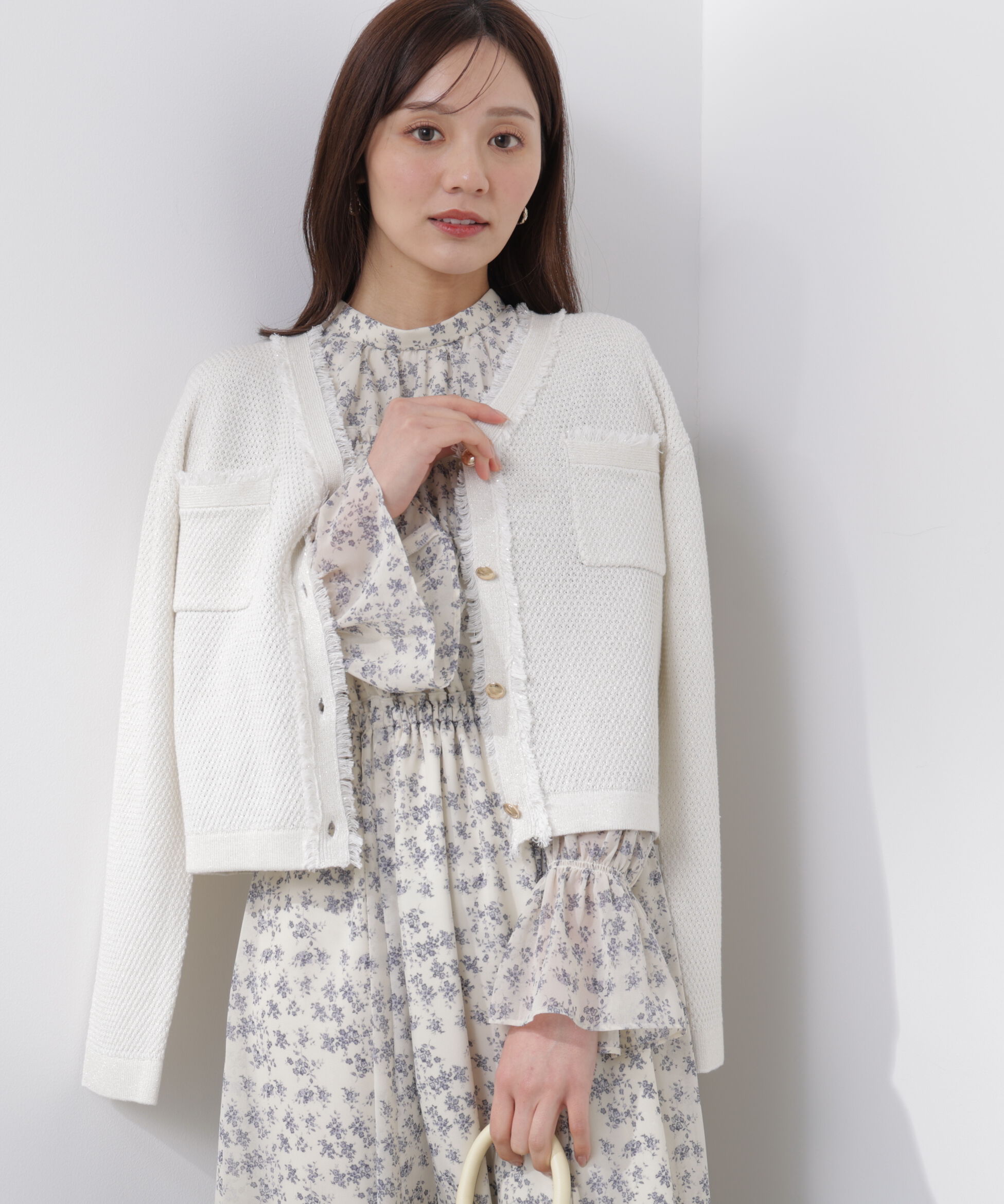 PROPORTION BODY DRESSING「ラメ透かしニットジャケット　26SS」|ニット・セーター|