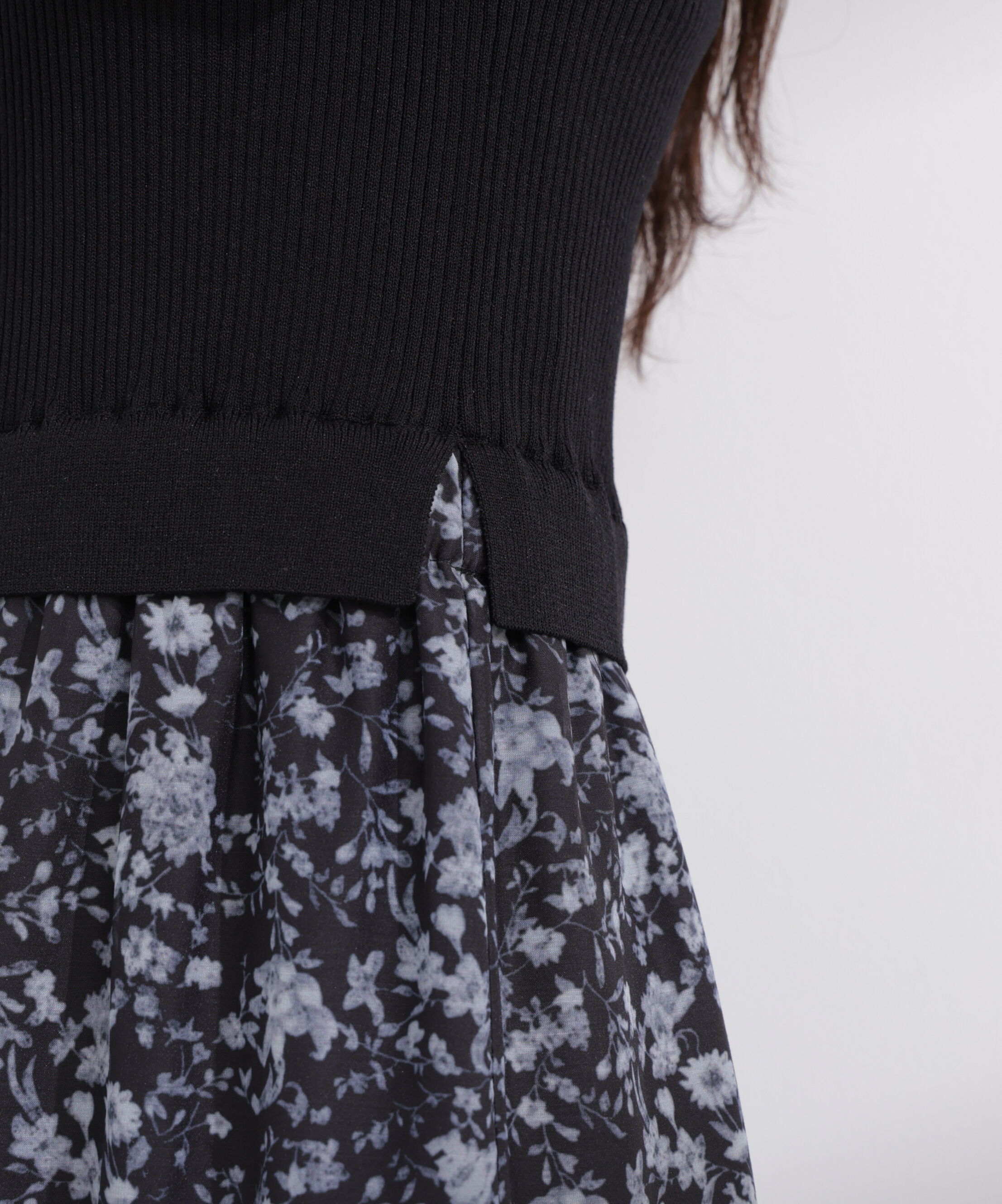 PROPORTION BODY DRESSING「半袖花柄ドッキングニットワンピース 26SS」|ワンピース|