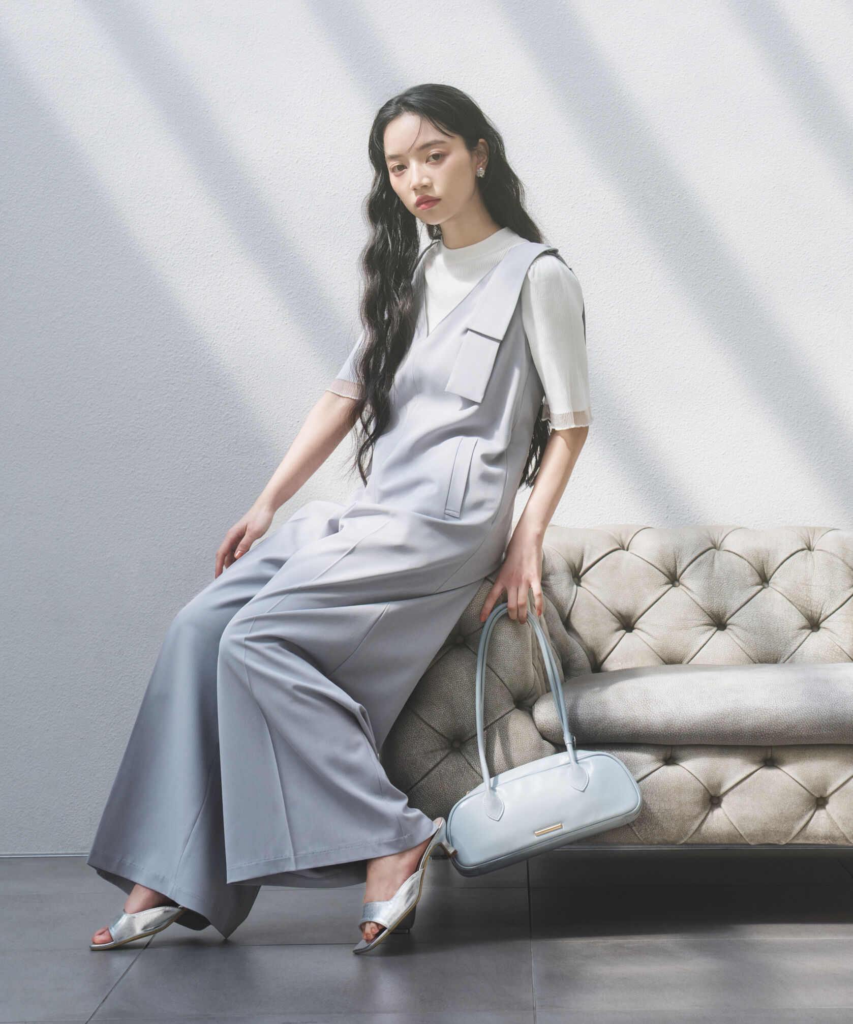 PROPORTION BODY DRESSING「リボン付きオールインワン 26SS」|ワンピース|ブルー