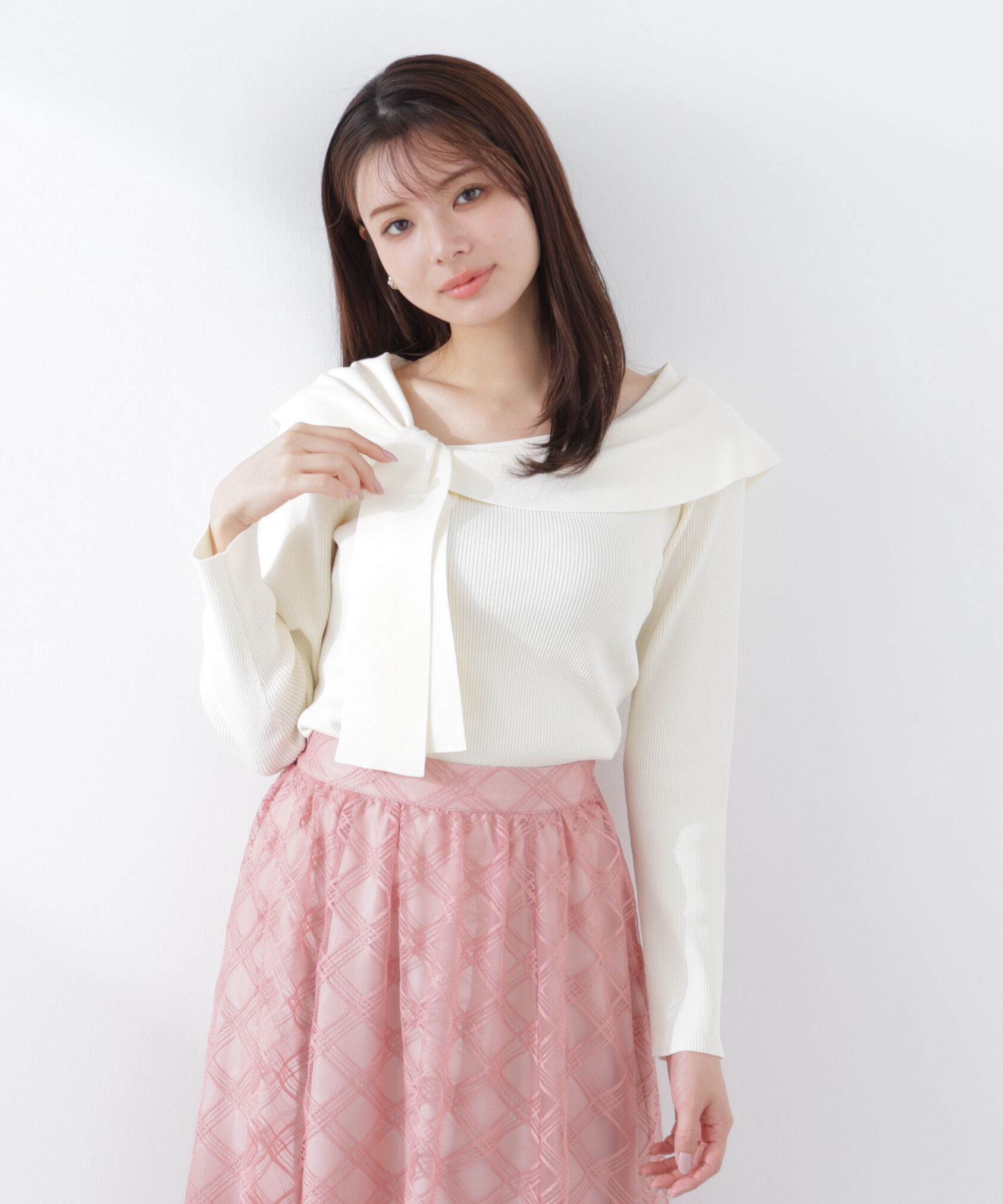 PROPORTION BODY DRESSING「＜ウォッシャブル/UV＞アシメケープニットトップス　26SS」|ニット・セーター|