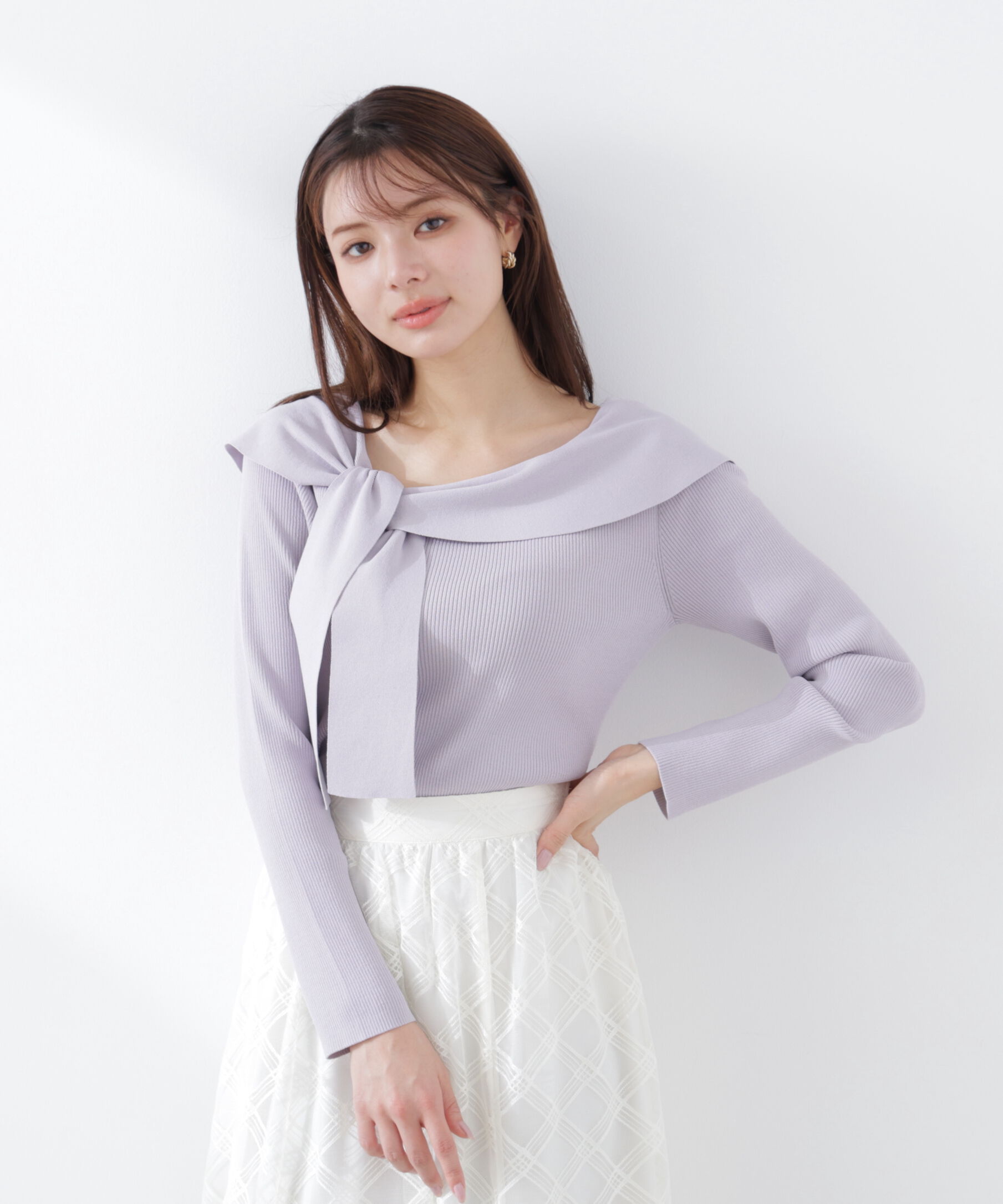 PROPORTION BODY DRESSING「＜ウォッシャブル/UV＞アシメケープニットトップス　26SS」|ニット・セーター|