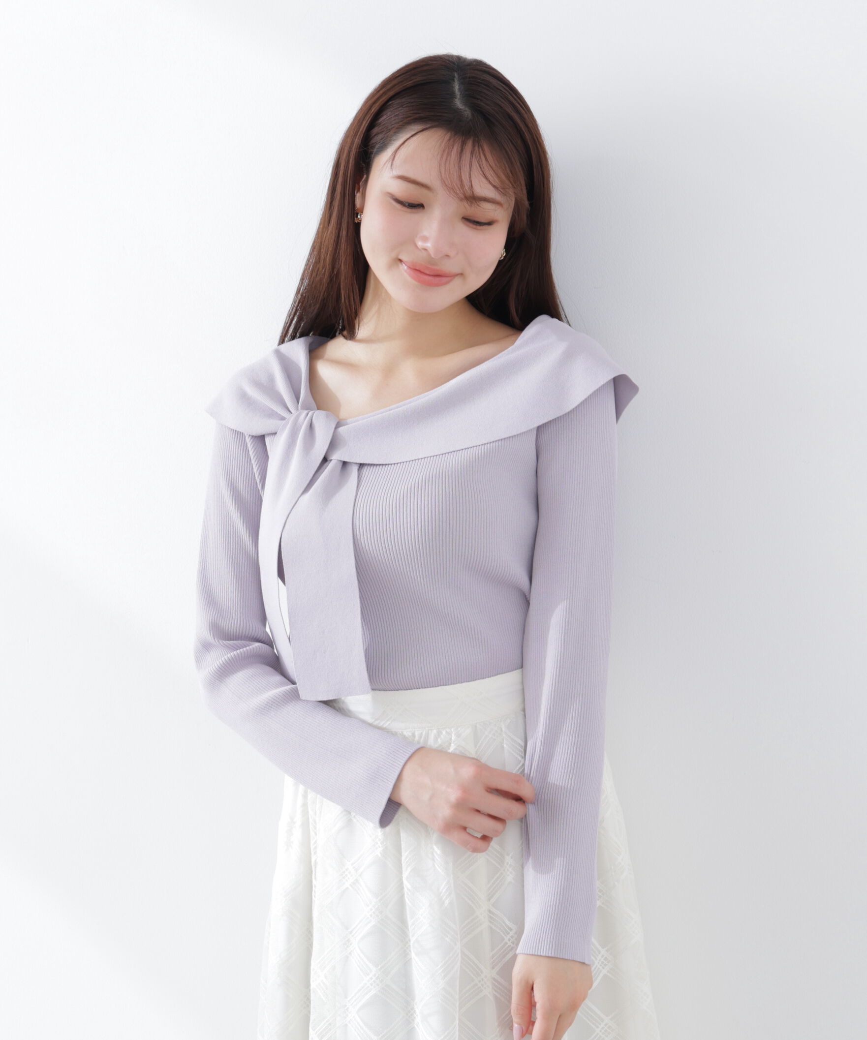 PROPORTION BODY DRESSING「＜ウォッシャブル/UV＞アシメケープニットトップス　26SS」|ニット・セーター|