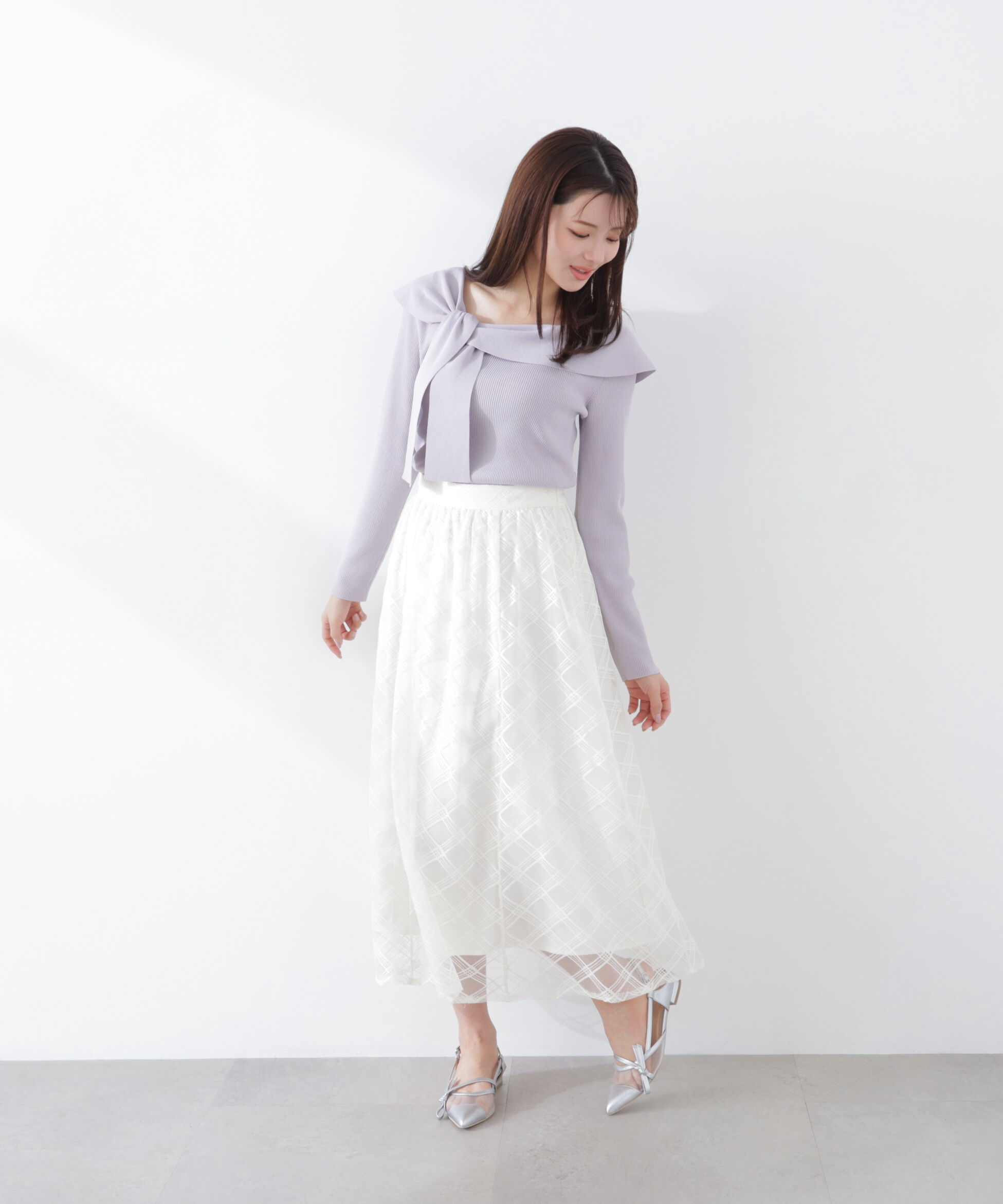 PROPORTION BODY DRESSING「＜ウォッシャブル/UV＞アシメケープニットトップス　26SS」|ニット・セーター|