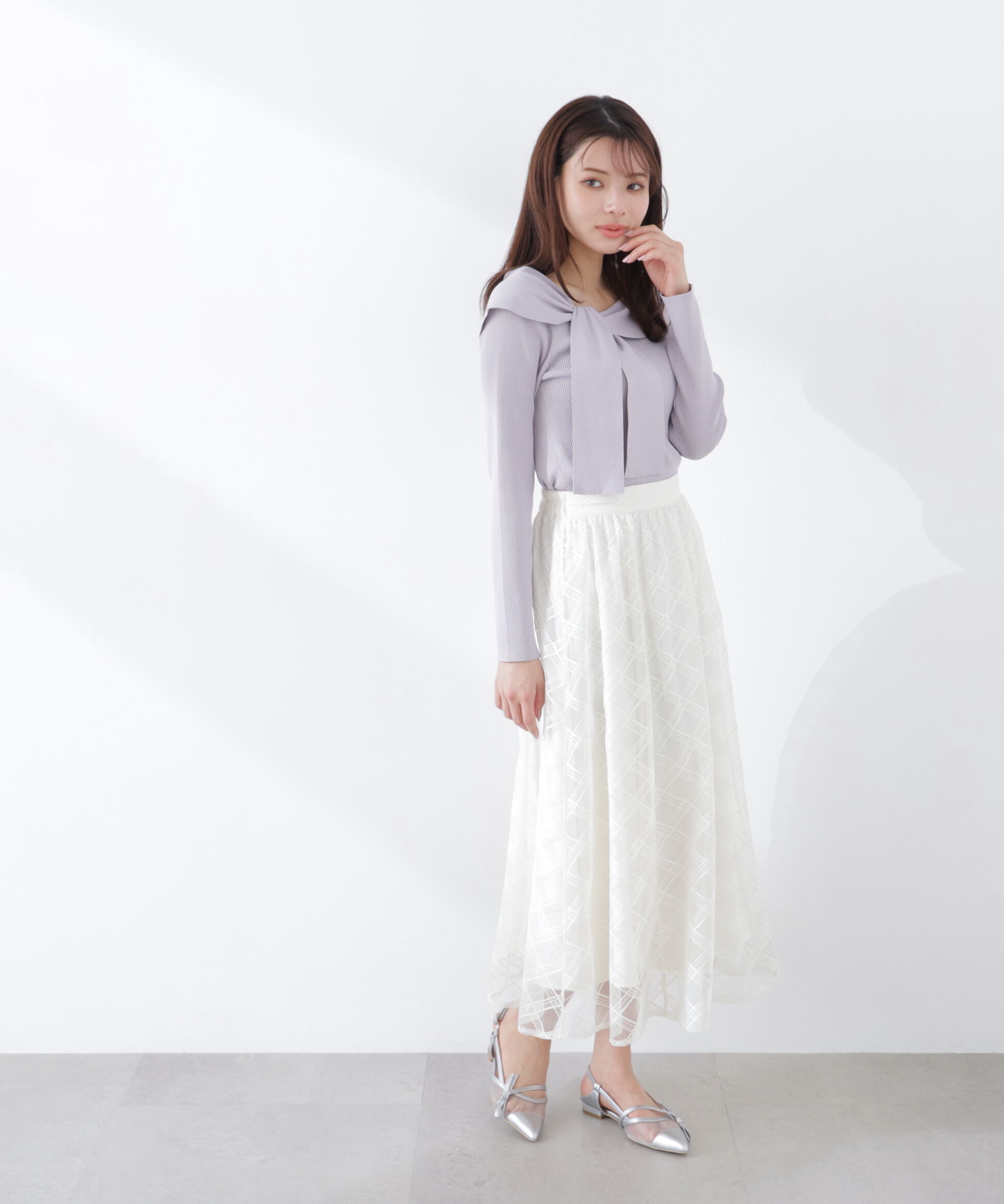 PROPORTION BODY DRESSING「＜ウォッシャブル/UV＞アシメケープニットトップス　26SS」|ニット・セーター|