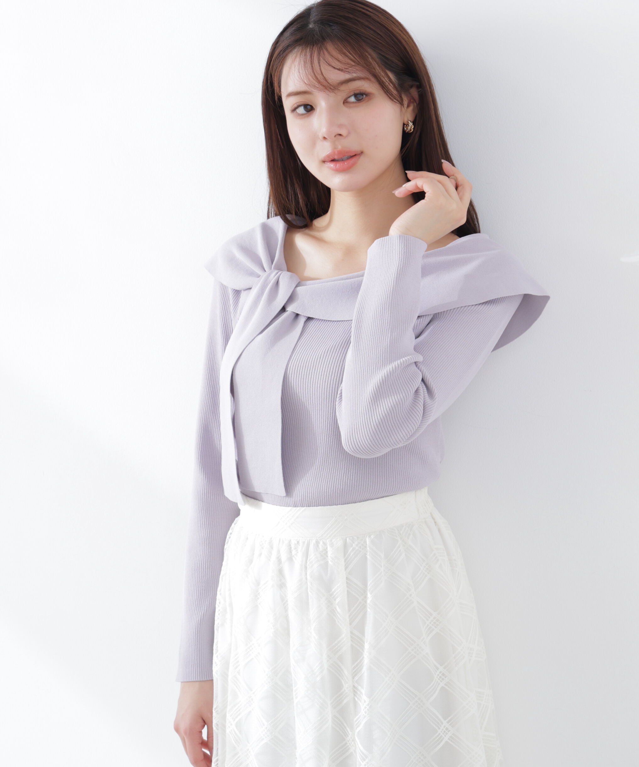 PROPORTION BODY DRESSING「＜ウォッシャブル/UV＞アシメケープニットトップス　26SS」|ニット・セーター|