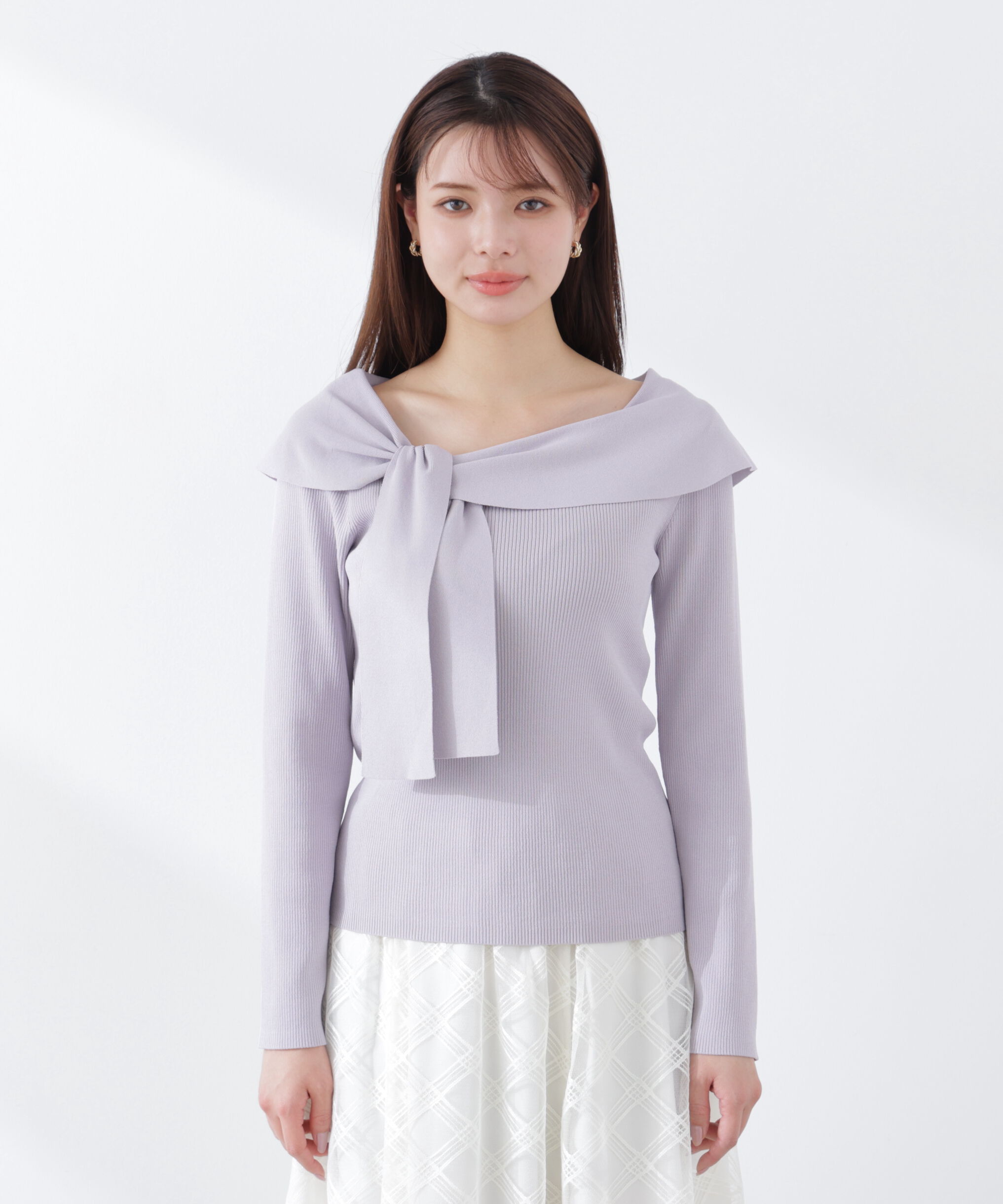 PROPORTION BODY DRESSING「＜ウォッシャブル/UV＞アシメケープニットトップス　26SS」|ニット・セーター|