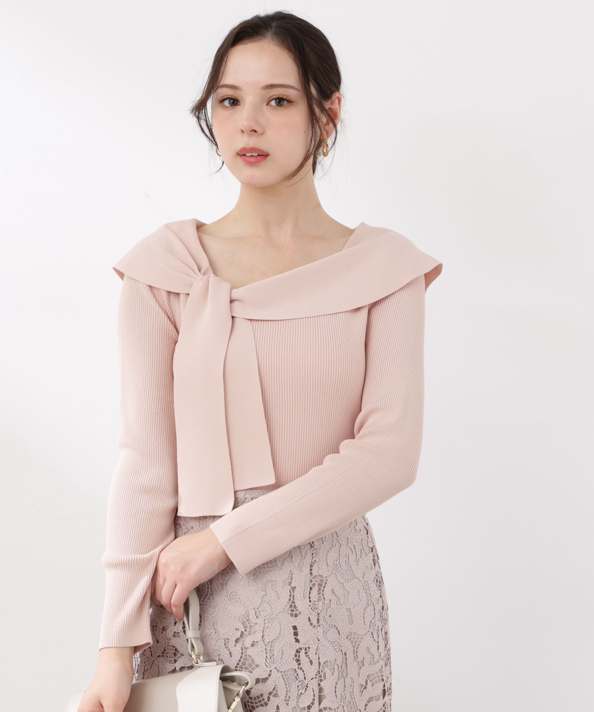 PROPORTION BODY DRESSING「＜ウォッシャブル/UV＞アシメケープニットトップス　26SS」|ニット・セーター|