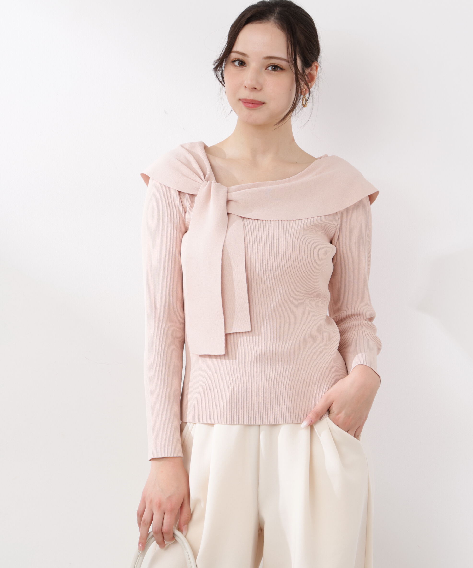 PROPORTION BODY DRESSING「＜ウォッシャブル/UV＞アシメケープニットトップス　26SS」|ニット・セーター|