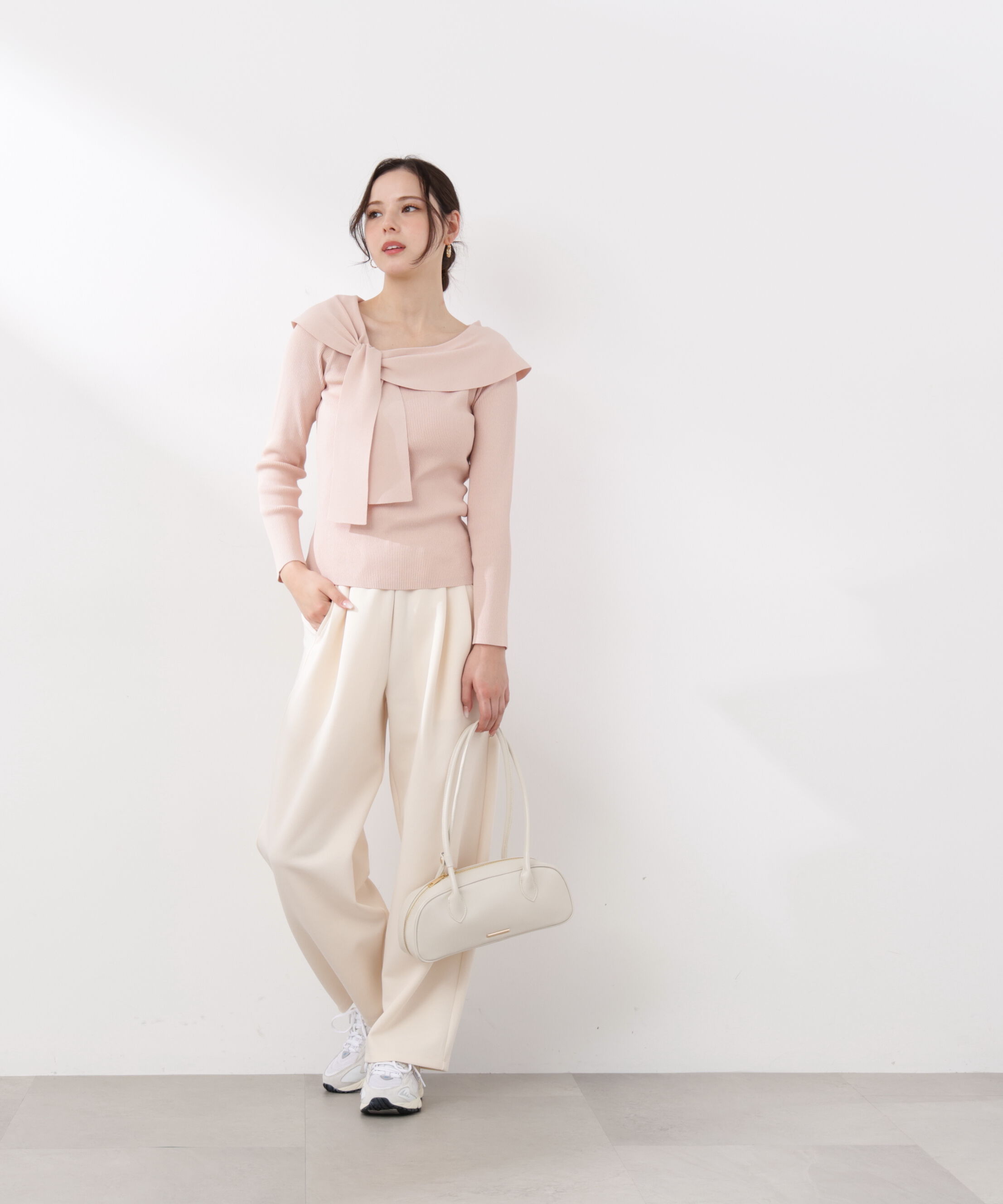 PROPORTION BODY DRESSING「＜ウォッシャブル/UV＞アシメケープニットトップス　26SS」|ニット・セーター|