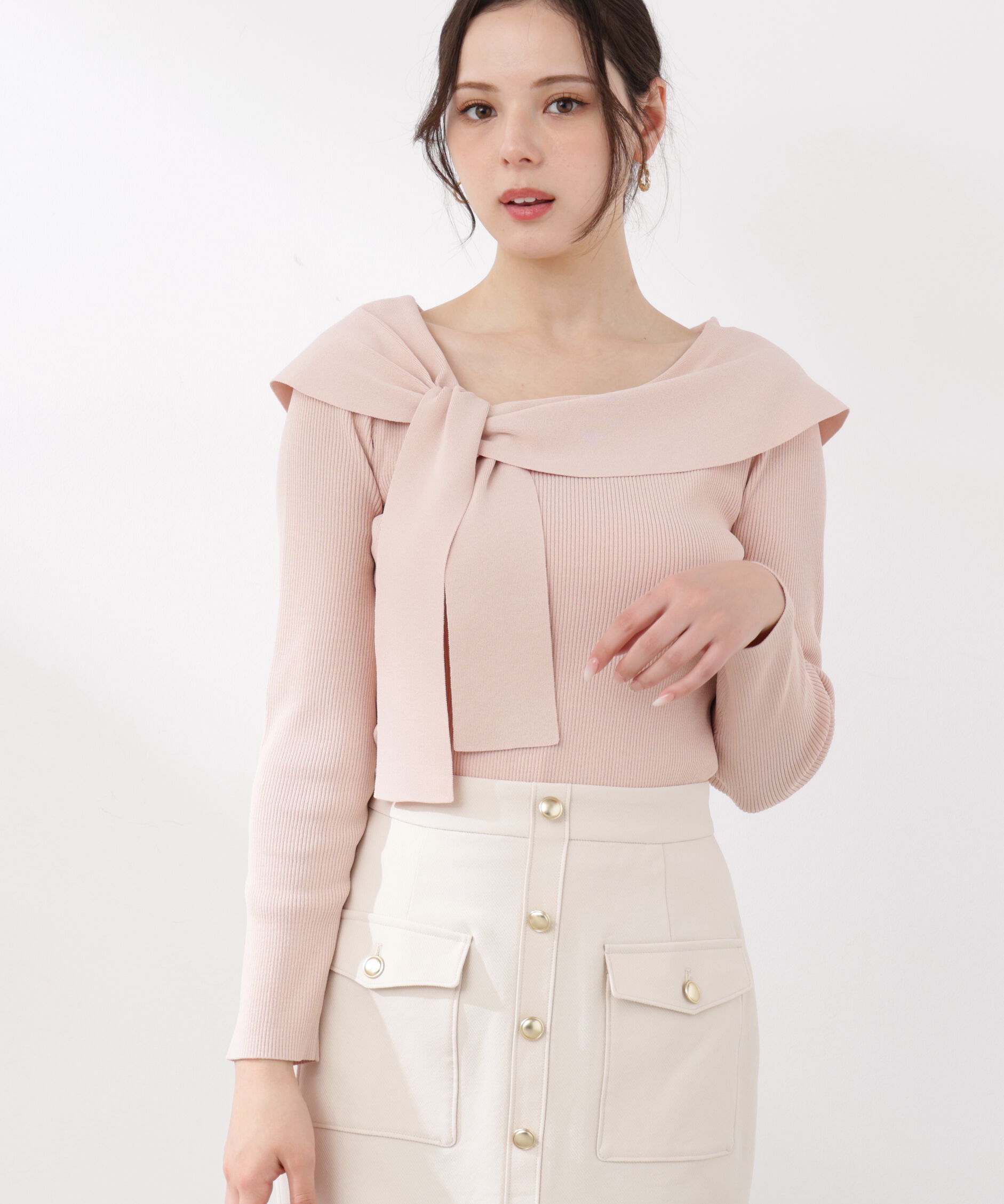 PROPORTION BODY DRESSING「＜ウォッシャブル/UV＞アシメケープニットトップス　26SS」|ニット・セーター|