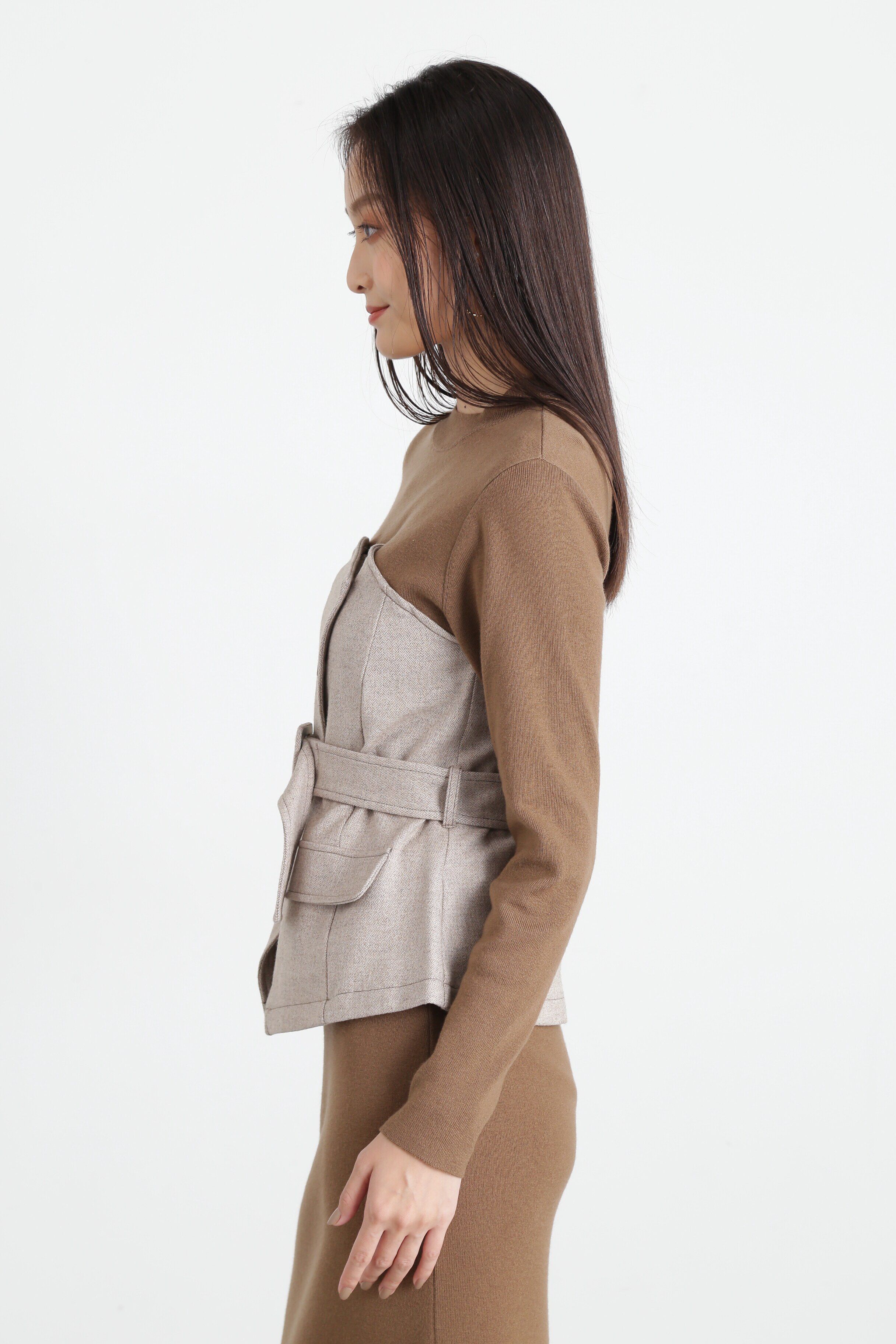  「◆ヘリンボンコンビニットプルオーバー」|ニット・セーター|