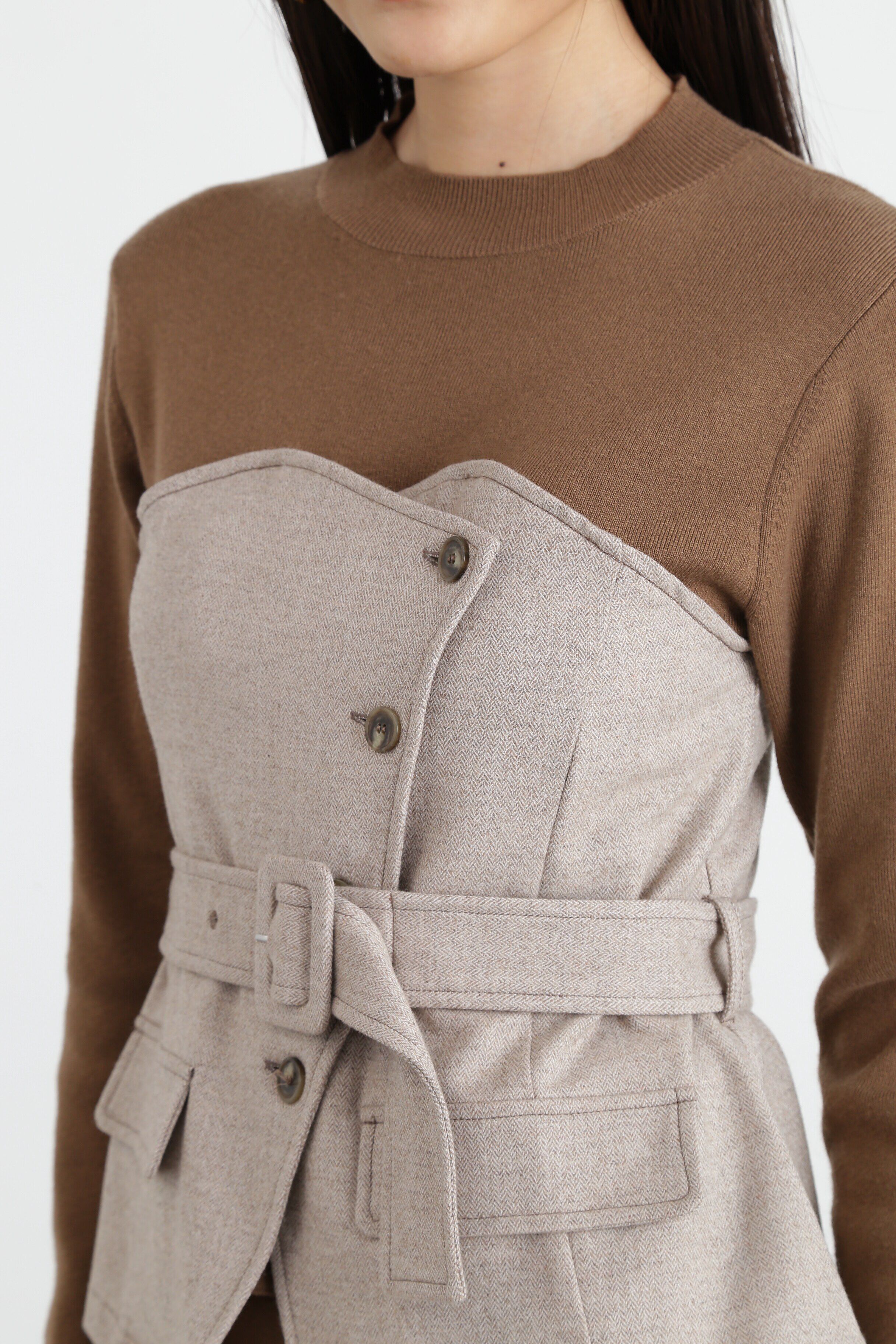  「◆ヘリンボンコンビニットプルオーバー」|ニット・セーター|