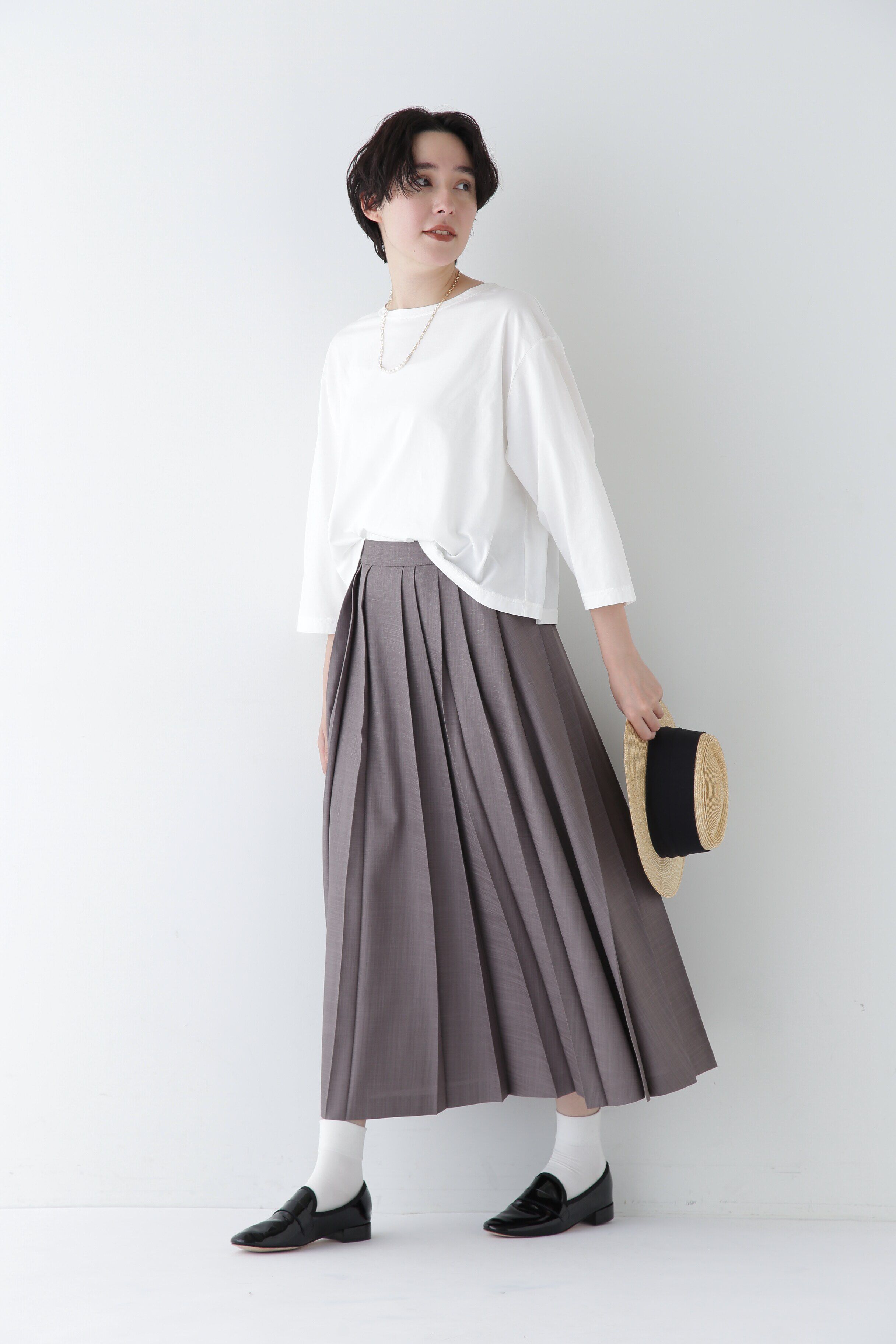  「◆リネンライクブッチャーランダムプリーツスカート」|スカート|