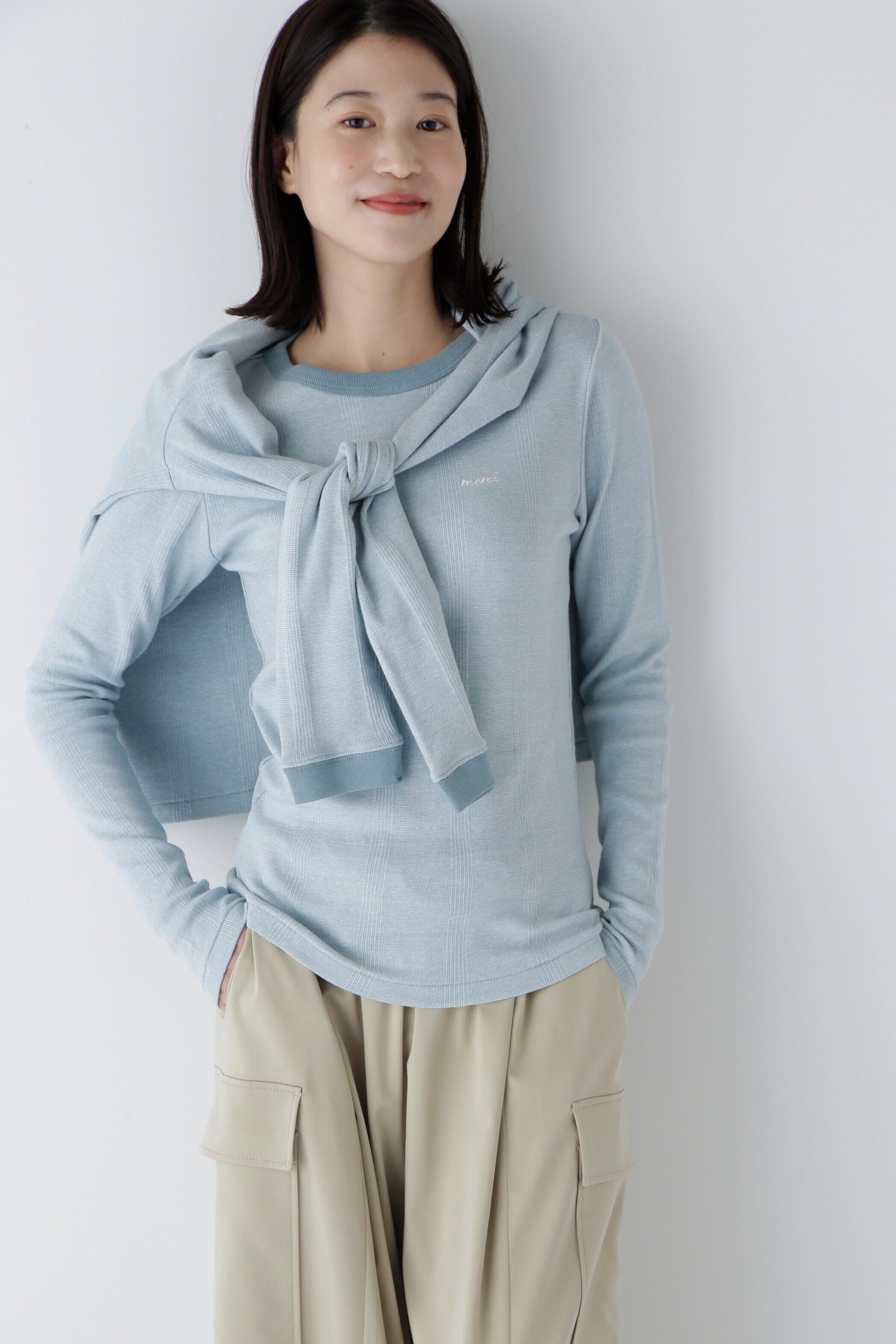  「◆パネルリブロングスリーブＴシャツ」|Tシャツ・カットソー|ブルーBD3