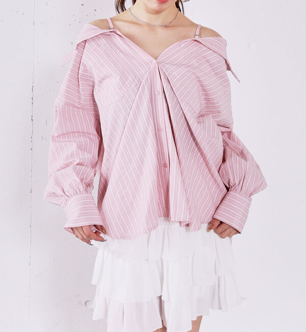 archives「２ｗａｙストライプシャツ」|シャツ・ブラウス|PINK