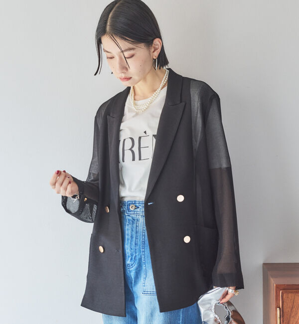 Doux archives「メッシュテーラードダブルジャケット」|テーラードジャケット|