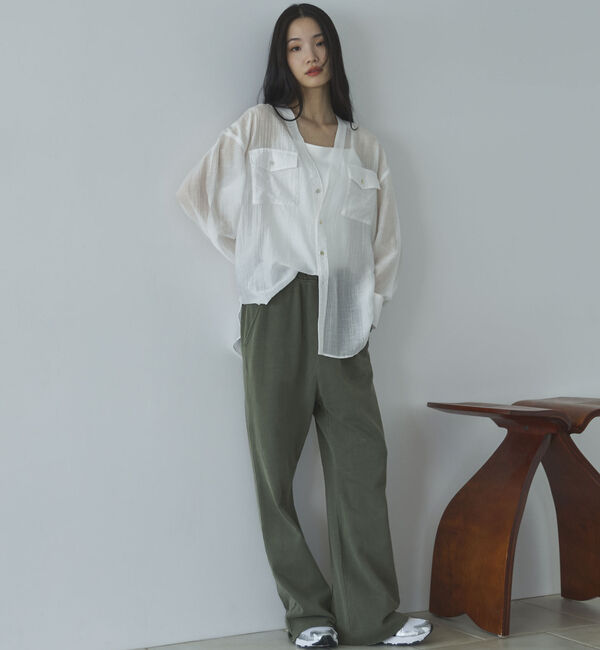 Doux archives「Ｖ開きシアー楊柳ブラウス」|シャツ・ブラウス|