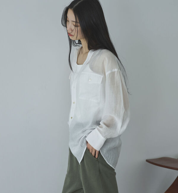 Doux archives「Ｖ開きシアー楊柳ブラウス」|シャツ・ブラウス|