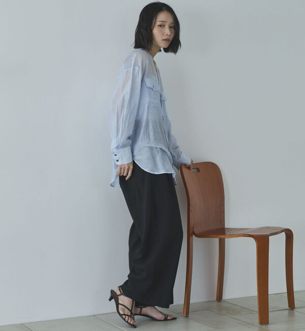 Doux archives「Ｖ開きシアー楊柳ブラウス」|シャツ・ブラウス|