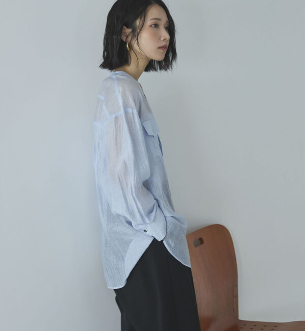 Doux archives「Ｖ開きシアー楊柳ブラウス」|シャツ・ブラウス|