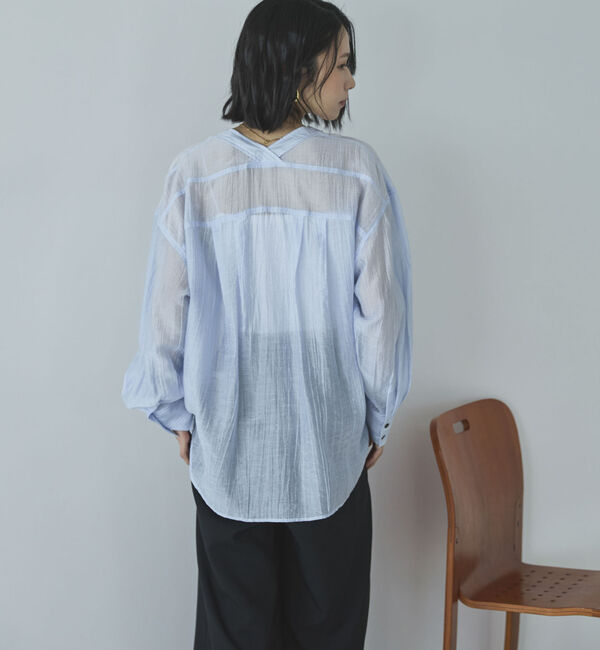 Doux archives「Ｖ開きシアー楊柳ブラウス」|シャツ・ブラウス|