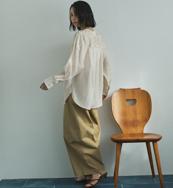 Doux archives「Ｖ開きシアー楊柳ブラウス」|シャツ・ブラウス|