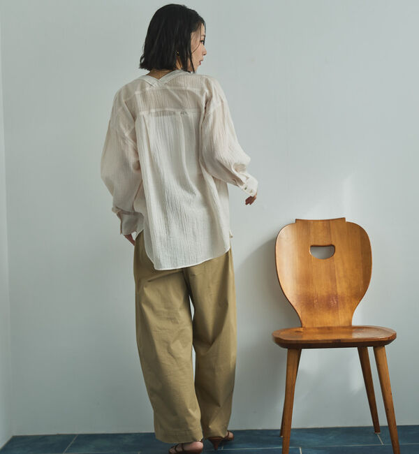 Doux archives「Ｖ開きシアー楊柳ブラウス」|シャツ・ブラウス|