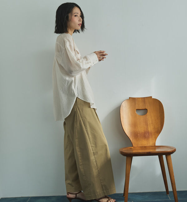 Doux archives「Ｖ開きシアー楊柳ブラウス」|シャツ・ブラウス|