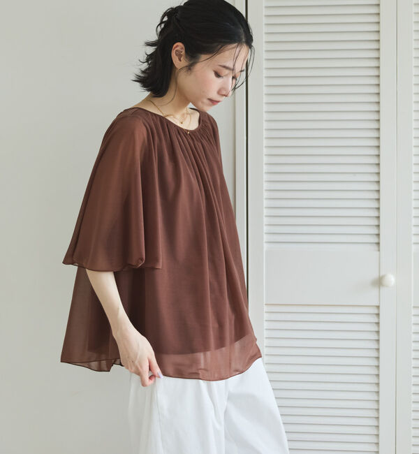 Doux archives「エスパンディギャザーブラウス」|シャツ・ブラウス|BROWN