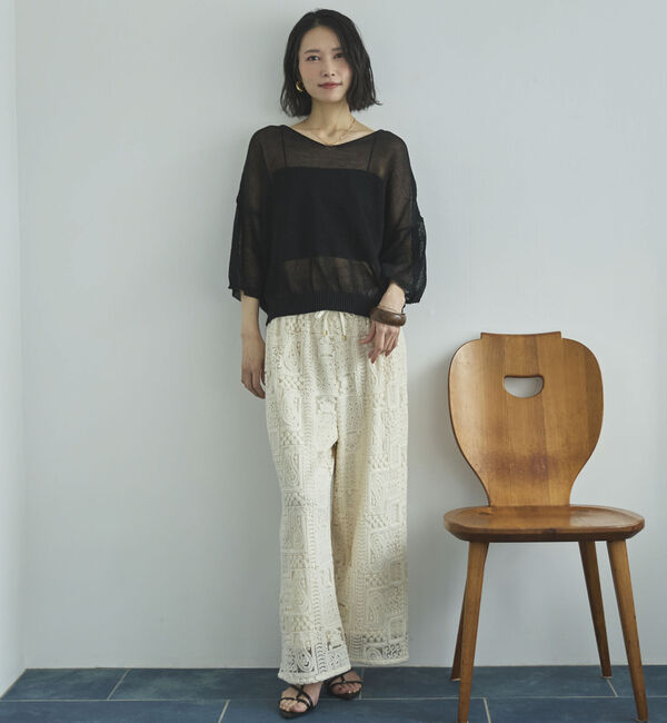 Doux archives「ストローヤーンニットＶネックプルオーバー」|ニット・セーター|