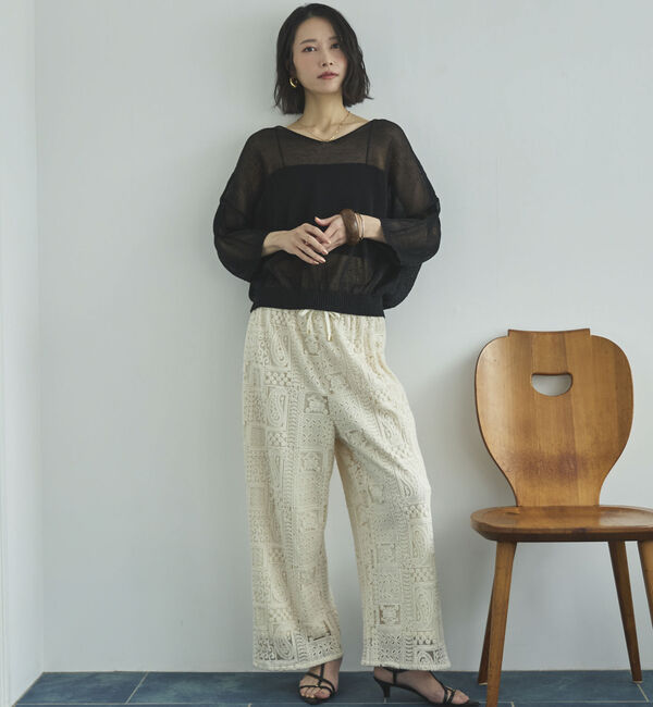 Doux archives「ストローヤーンニットＶネックプルオーバー」|ニット・セーター|