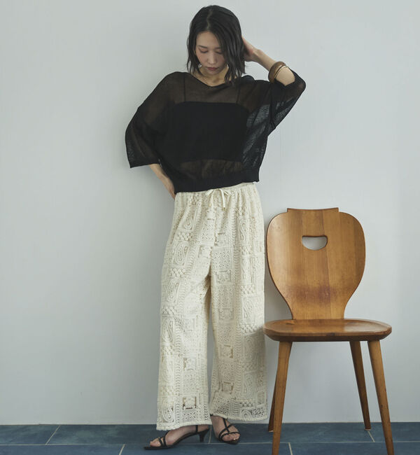 Doux archives「ストローヤーンニットＶネックプルオーバー」|ニット・セーター|