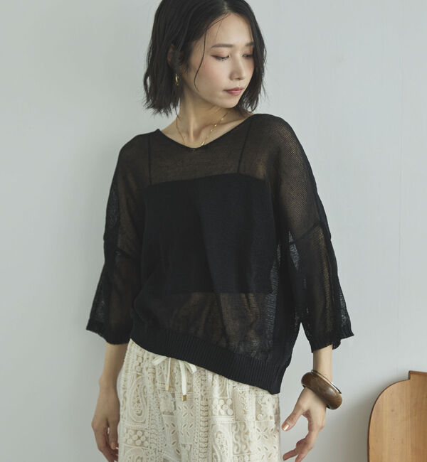 Doux archives「ストローヤーンニットＶネックプルオーバー」|ニット・セーター|