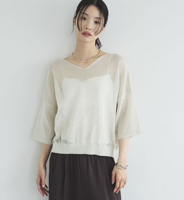 Doux archives「ストローヤーンニットＶネックプルオーバー」|ニット・セーター|